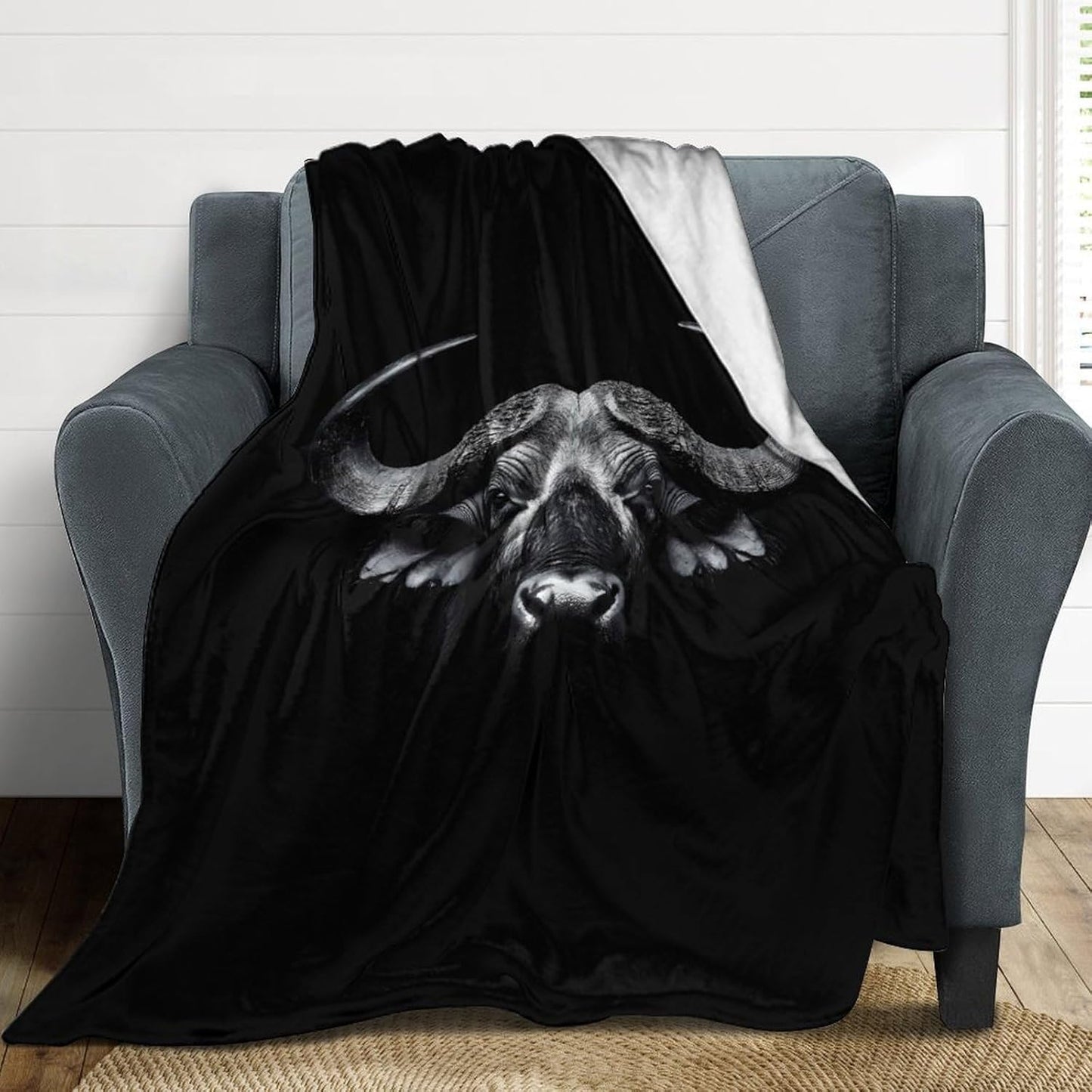 Cape Buffalo Fleece Bed Blankets Soft Throw Blanket Lightweight Plush Home Decor Gifts 40"*50" （100 * 130cm）
