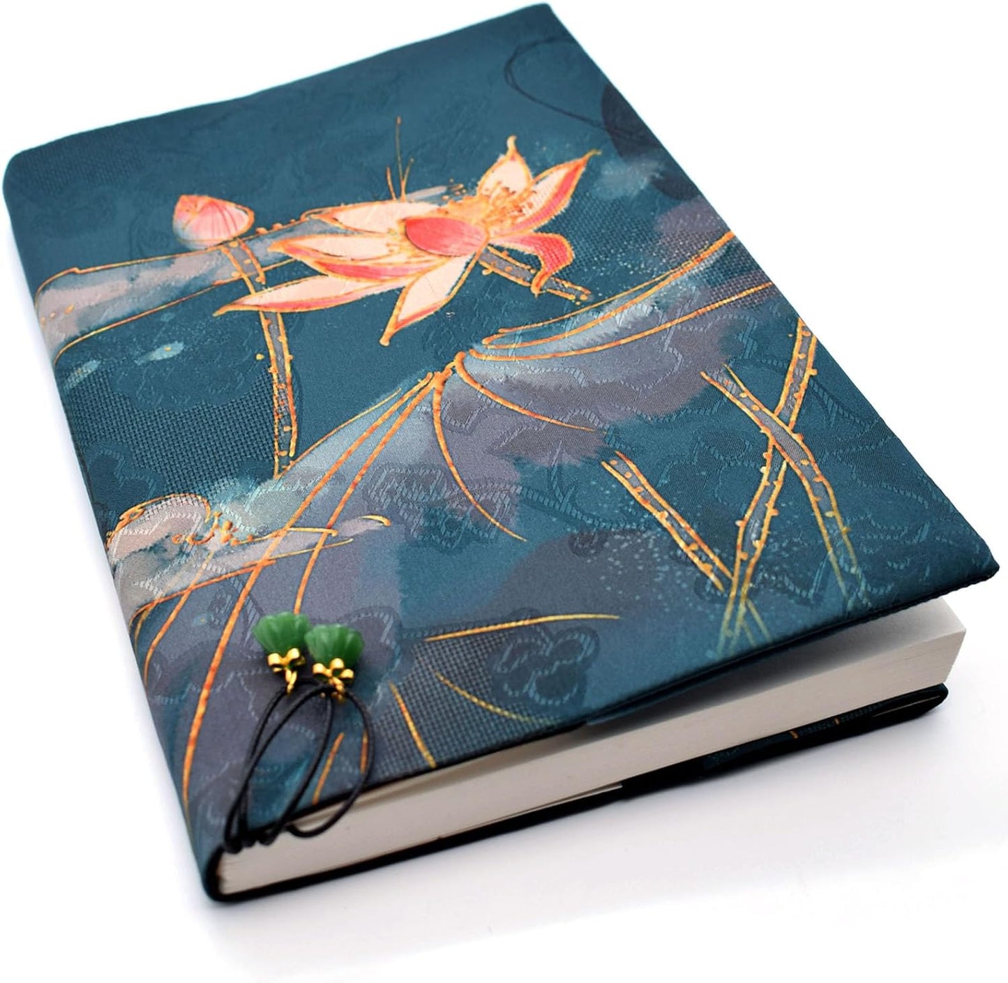 BLBMH 5x8 inch Paperbacks Book Covers with Bookmarks Hardcover Bookcovers for 8in Notebook Adjustable Fabric Softcover Protector for Women Book Lovers Gifts - Lotus 8in