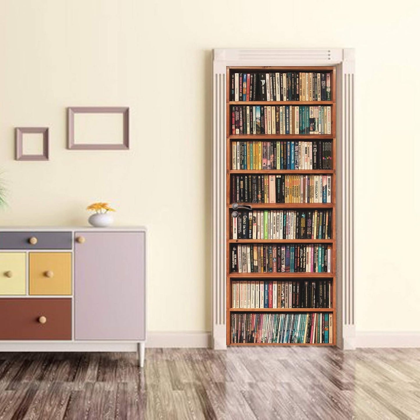 3D Door Stickers for Interior Doors Bookshelf Full of Books in Library Vintage Bookcase Background Vinyl Waterproof Self Adhesive Door Mural Decals for Bedroom Office Bathroom 90 x 200 cm