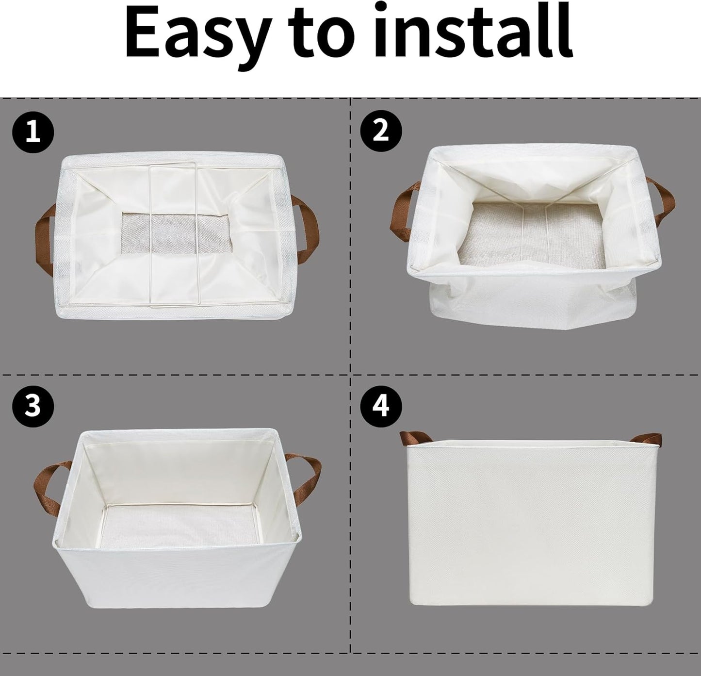 GRANNY SAYS Storage Baskets for Shelves, Closet Organizer Bins, Clothes Storage Bins with Metal Frame, Large Baskets for Organizing and Storage, Collapsible, Ivory, 2-Pack
