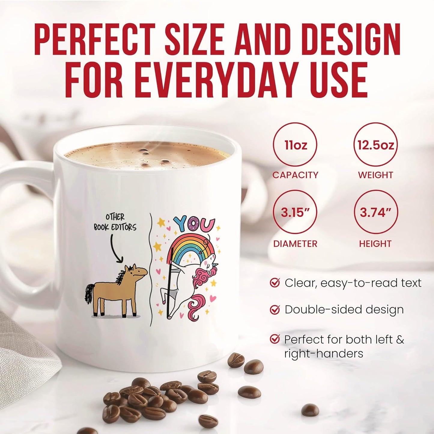 Other Book Editors Unicorn Mug - Manuscript Reviewer Coffee Cup - Literary Funny Gift From - Publishing Specialist Tea Mugs - Proofreading Cups - 11 Oz Ceramic Gifts For Editing Enthusiasts, Birthday