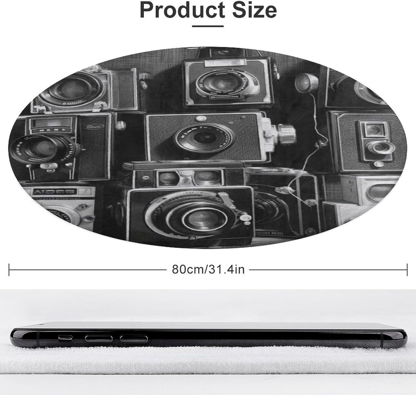 Retro Cool Camera Collection Circle Rug Retro Luxury Coral Velvet Floor Mat Non Slip Soft Indoor Floor Carpet Comfy Thickened Area Rugs Modern Aesthetic Minimalist Carpets for Home Decor