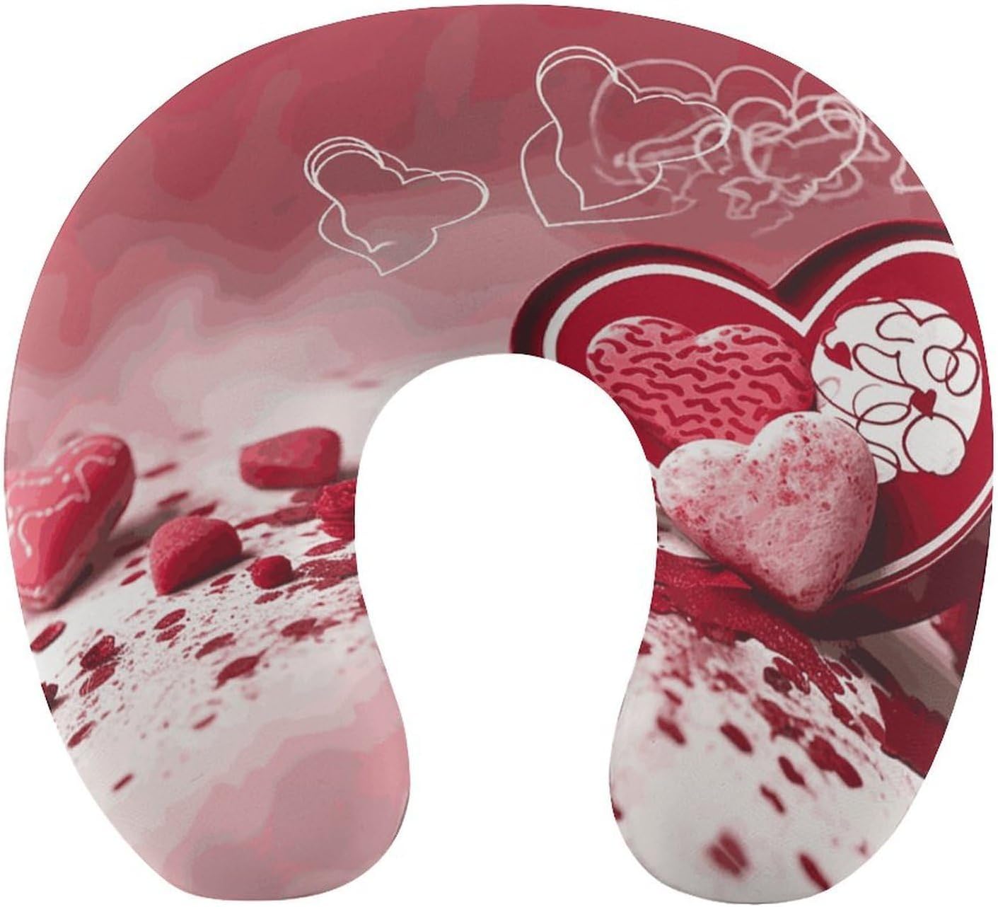 Valentine Day Neck Pillow Memory Foam U Shaped Pillows Portable Pillows for Shoulder Travel Head Support Pillow with Concealed Zipper for Airplane Car Home Office