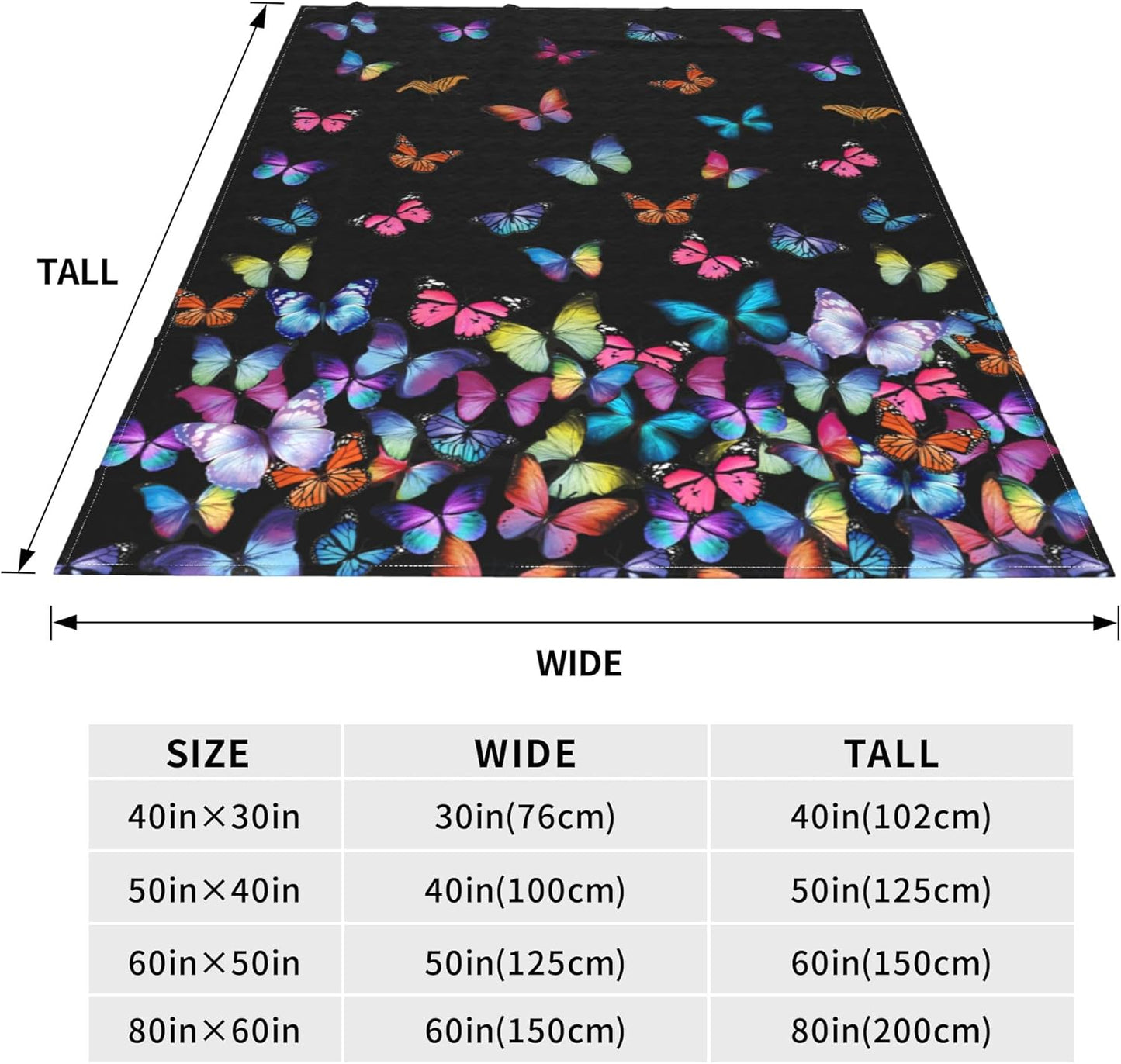Butterfly Print Blanket, Lightweight Cozy Ultra Soft Colourful Fleece Throw Blanket, Ultra Soft Flannel Blankets for Sofa Couch Bed 60"x50"