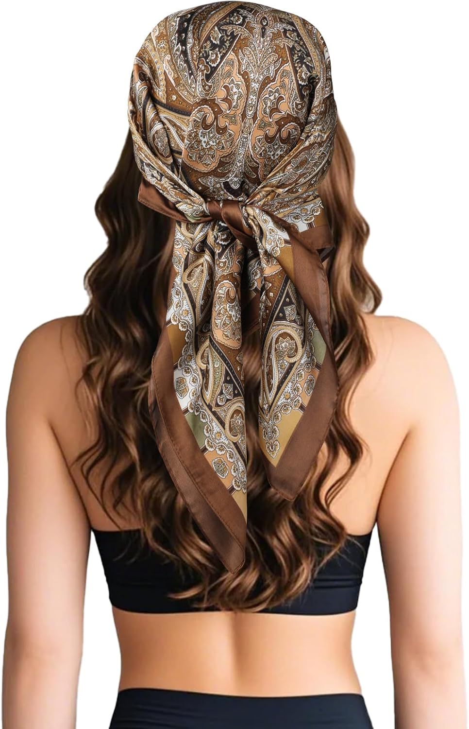 Sumolux Head Hair Scarf for Women Like Satin Silk Scarf Bandana Hair Wrapping Night Large Square Scarves 27.5"