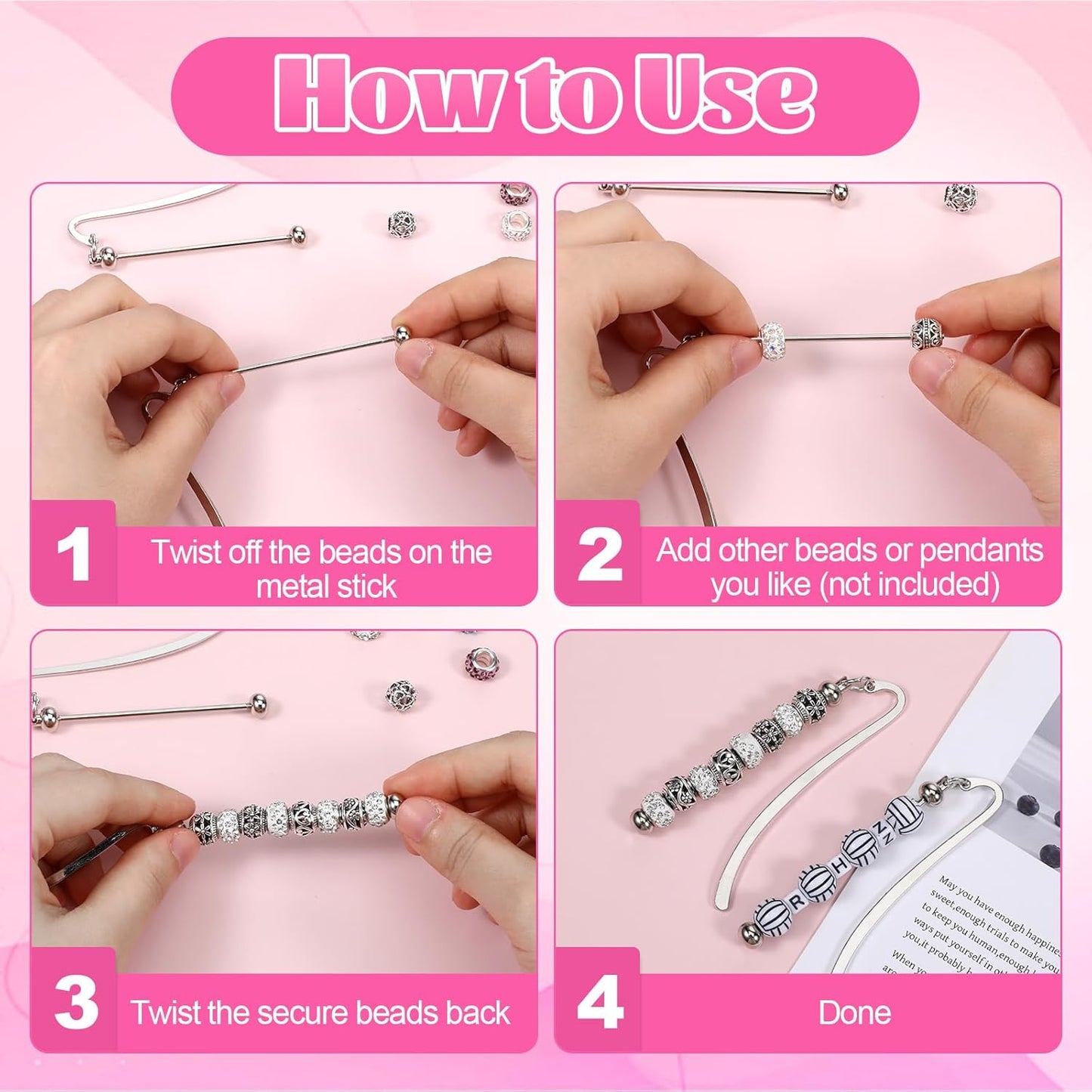 24 Pcs Beadable Bookmarks DIY Metal Blank Bar Bookmark Silver for Beads DIY Bookmarks Craft Jewelry Pendant Charm Gift for Book Lovers Student Teacher Office Supplies, 12 Colors
