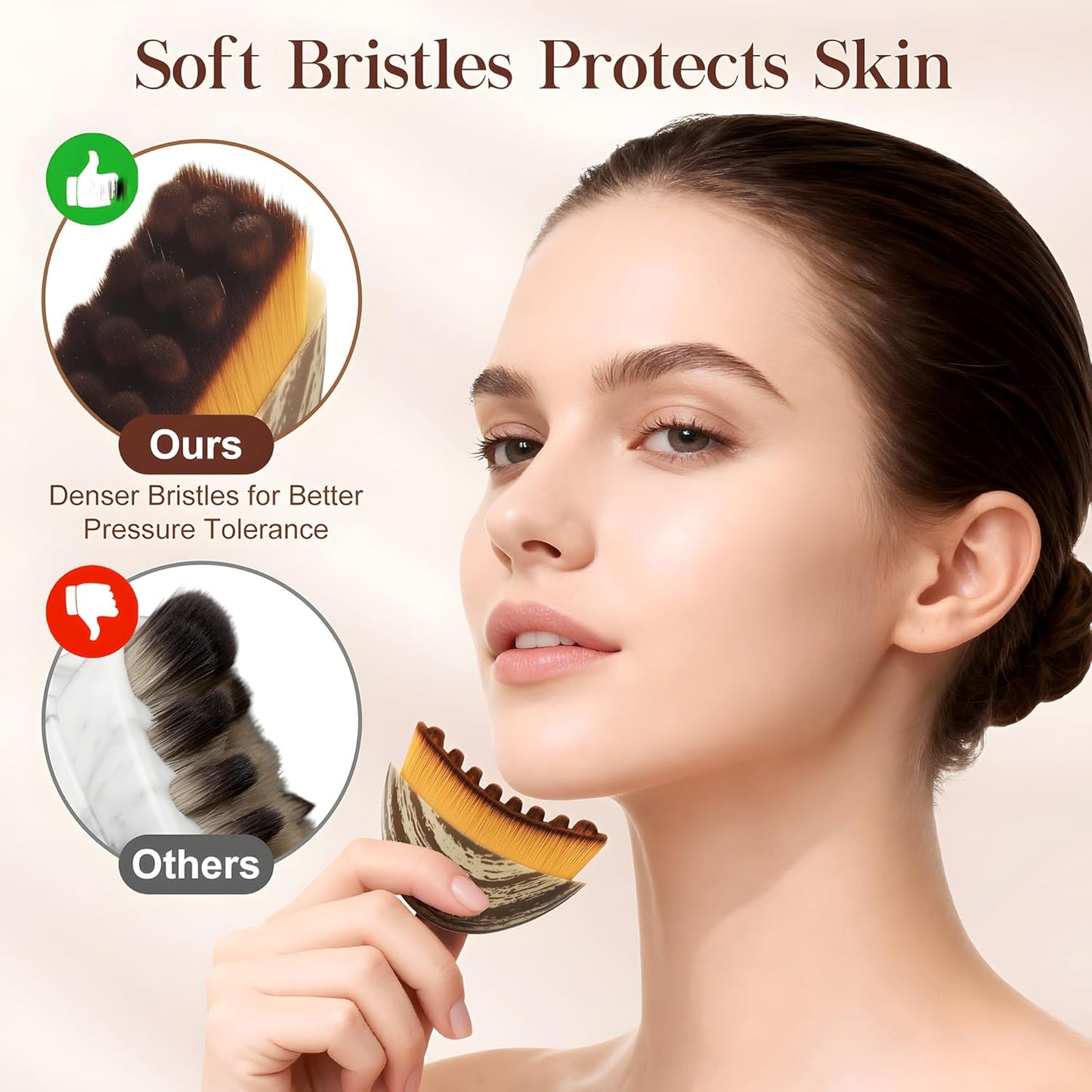 Lymphatic Contour Face Brush Facial Tool Dry Sculpting Massage Skin Gua Sha Beauty Glow Soft