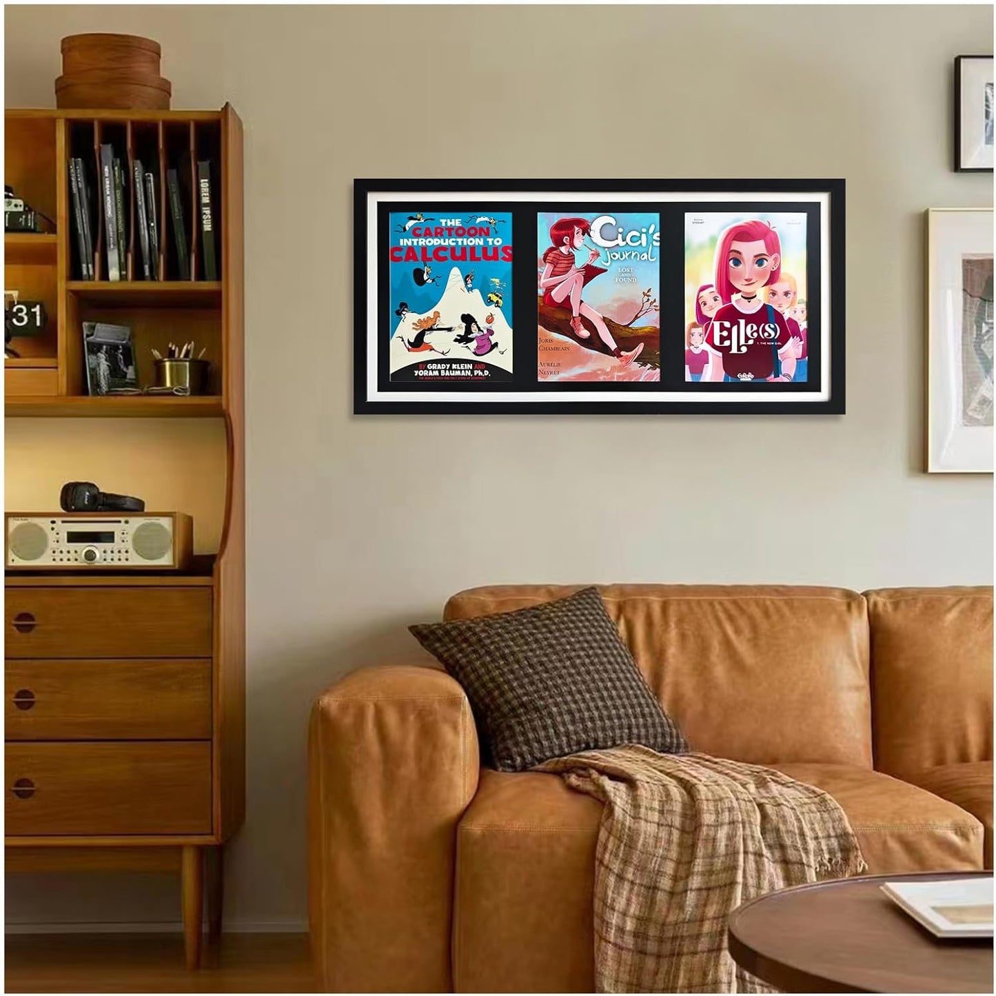 Comic Book Storage,Comic Book Shadow Box,3 Magazine Display Stand,Wooden Comic Book Fame,Sports Magazine Frame for 8.5'' x 11.25'' Comics/Magazines, with Black Core Matting, with Installed Hangers.