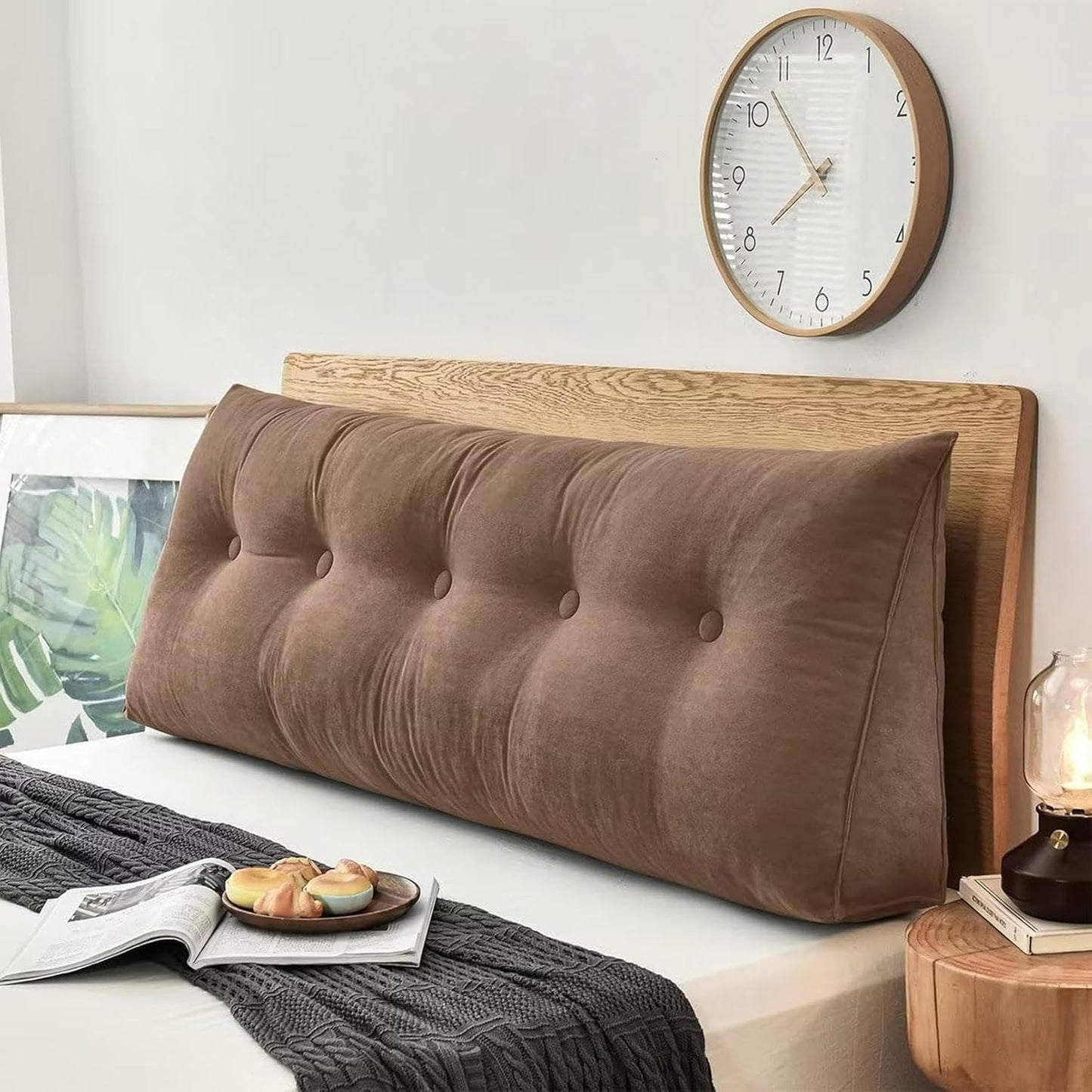 Large Bolster Triangular Headboard Wedge Backrest Positioning Support Bed Rest Reading Pillows Headboard Wedge Pillows for Day Bed Bunk Bed with Removable Cover
