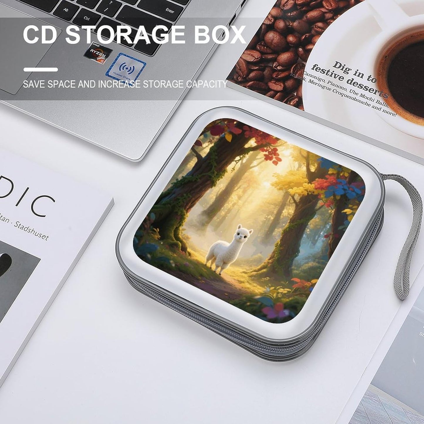 Llamazing Forest CD Case Portable Zipper CD Case 40 Capacity Hard Plastic DVD Cases Holder Large Storage Disc Wallet Bag for Car Home Travel DVD Collection Bag