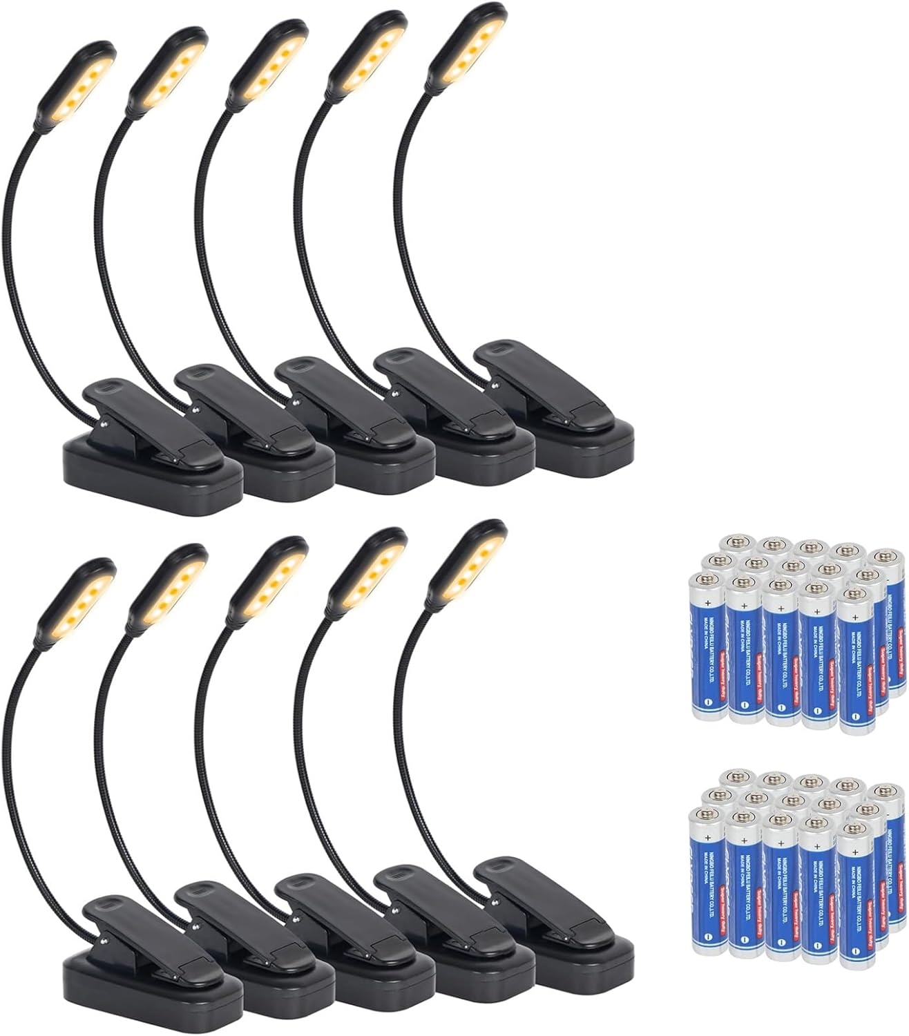 10 Pack Book Lights, Reading Lights for Books in Bed-Eye Caring 3 Colors, Stepless Dimming, 360° Flexible Studying Small Desk Lamp, Lightweight Clip-on LED Night Light for Book Lovers
