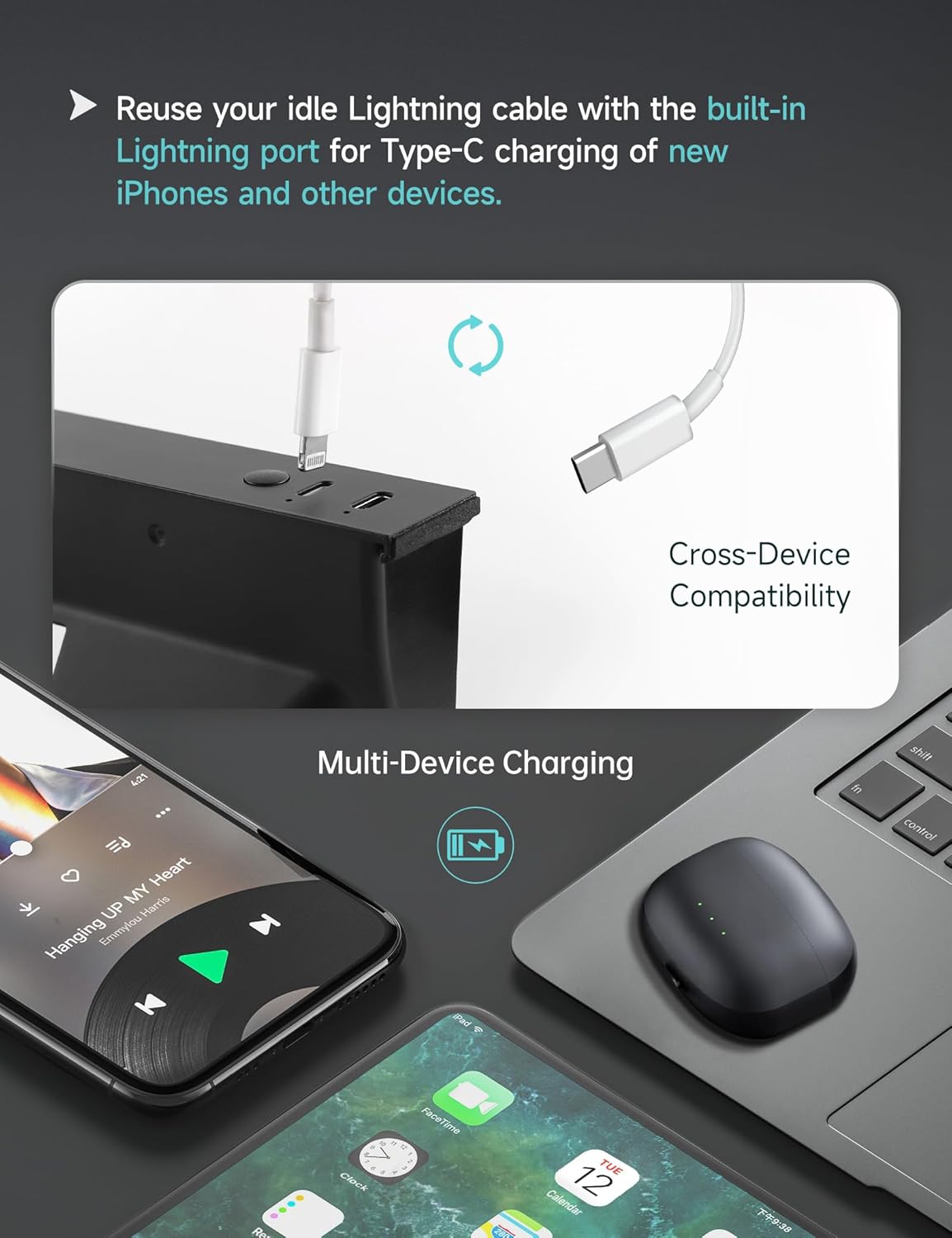 TPARTS Muti-Ports USB Hub for Tesla Model 3 Highland 2024-2026/Model Y Juniper 2025-2026, Center Console Hidden Charger with Retractable Cable Interior Accessories Charging Hub(Premium/Performance)