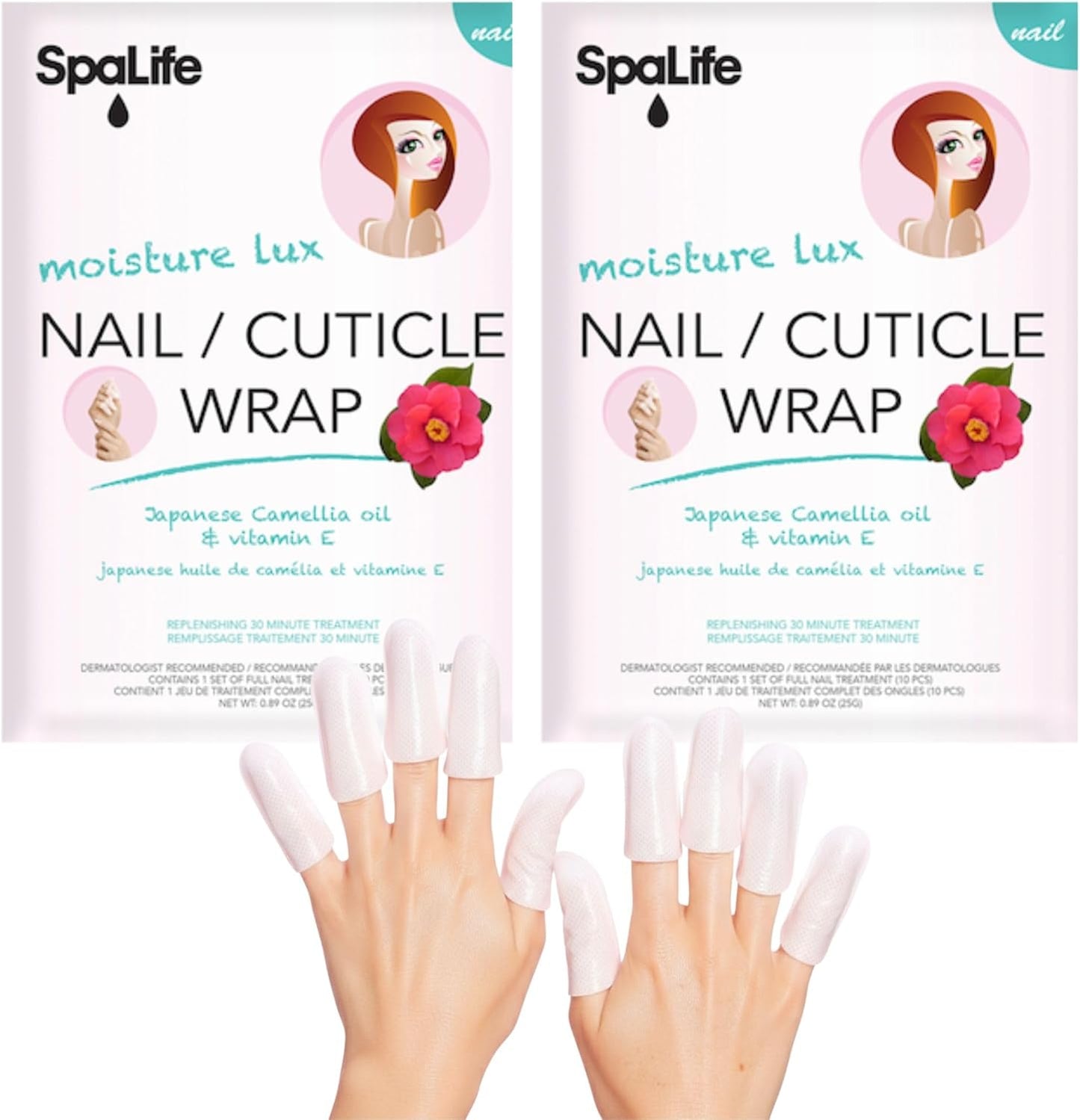 SpaLife Japanese Camellia Oil & Vitamin E Nail Cuticle Wrap 6-Pack (60 Count) - Moisturizing Nail Masks, Dermatologist Recommended, Hydrating Cuticle Repair Mask for Brittle Nails, Nail Spa Treatment
