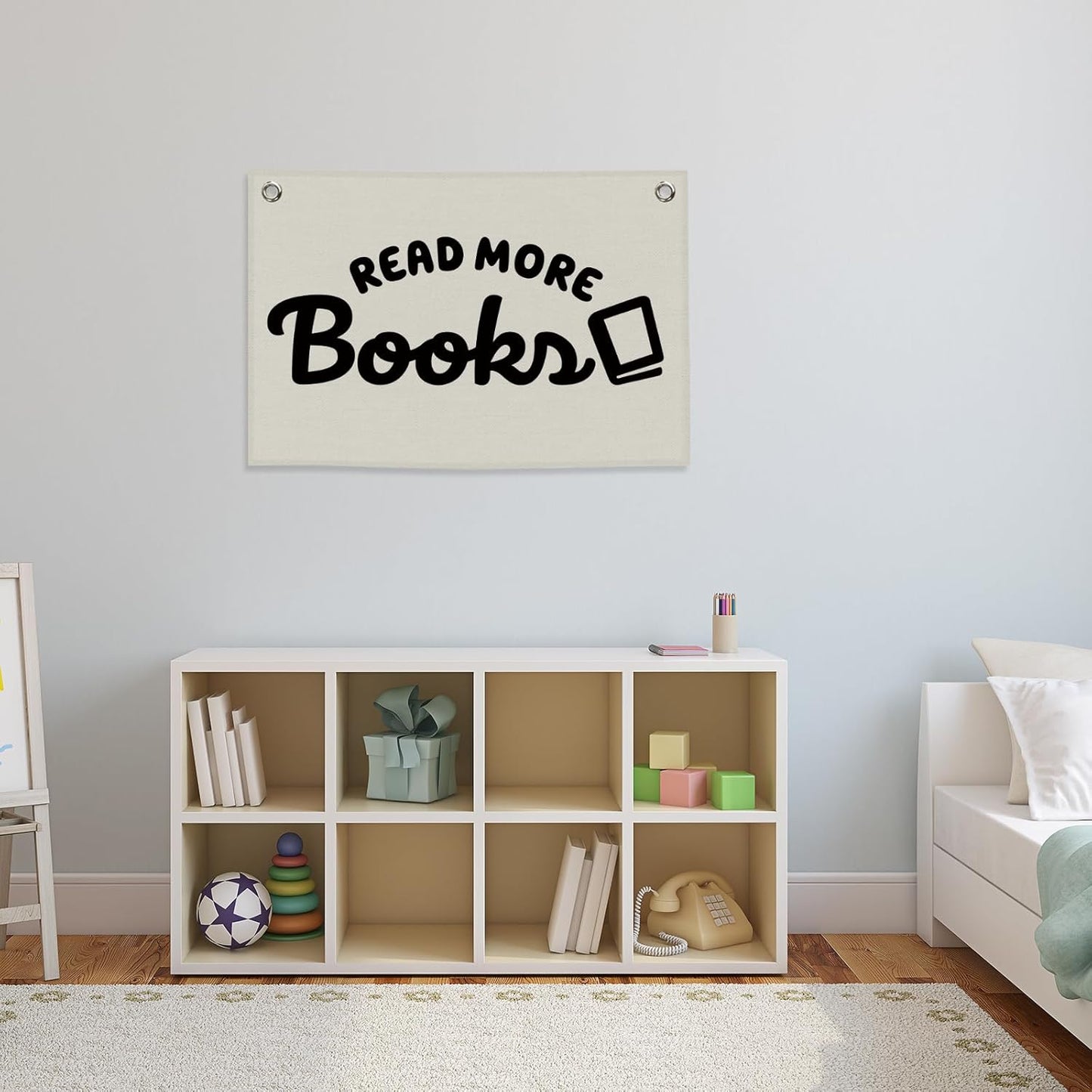 Reading Classroom Kids Banner Canvas, Read More Books Reading Corner Nook Decor, Library Hanging Flag Sign, Nursery Wall Tapestry Art for Dorm Toddler Room School Bedroom Decor 20x30in