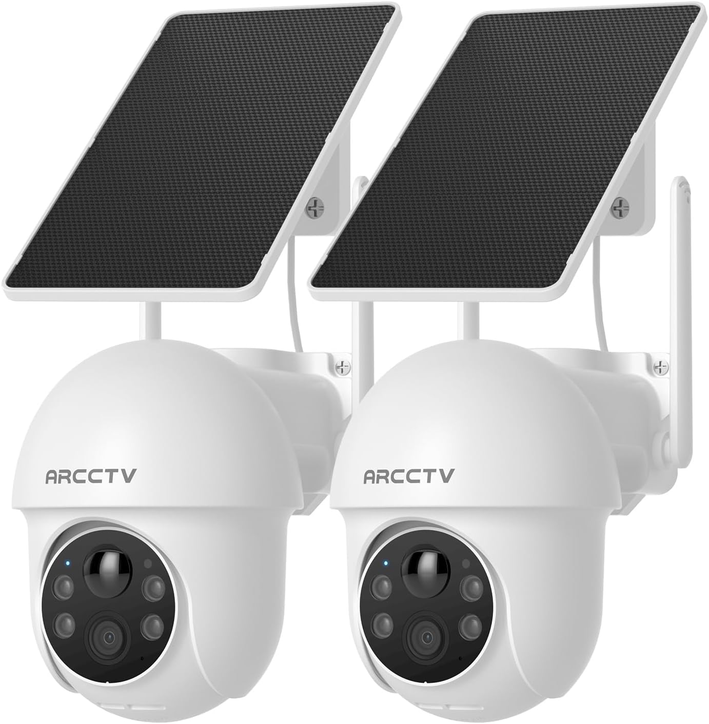 Solar Security Cameras Wireless Outdoor, 4MP 360° View Battery Powered Outdoor Camera, Night Vision with Spotlight, 2-Way Audio, PIR Motion Sensor, 2.4G/5G Dual Band WiFi (2 Pack)