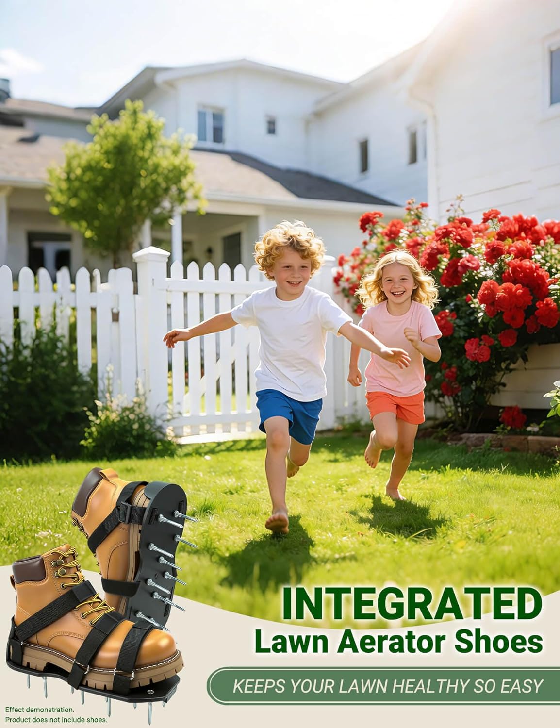 Lawn Aerator Shoes for Lawn, Soil Yard Aerator Tool with Hook & Loop Straps for Effectively Aerating, One Size Fits All Free-Installation Lawn Shoes for Yard Garden Patio Grass