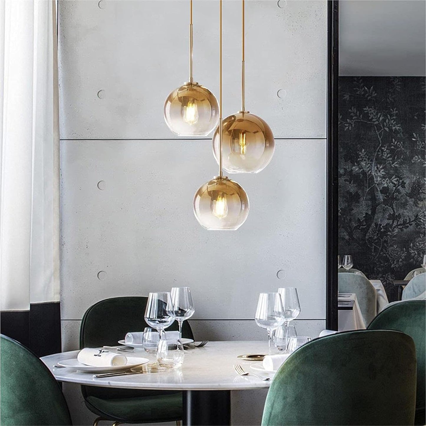 Gradient Color Glass Pendant Light,Modern Glass Hanging Light Chandelier Light (Gold, 25cm)