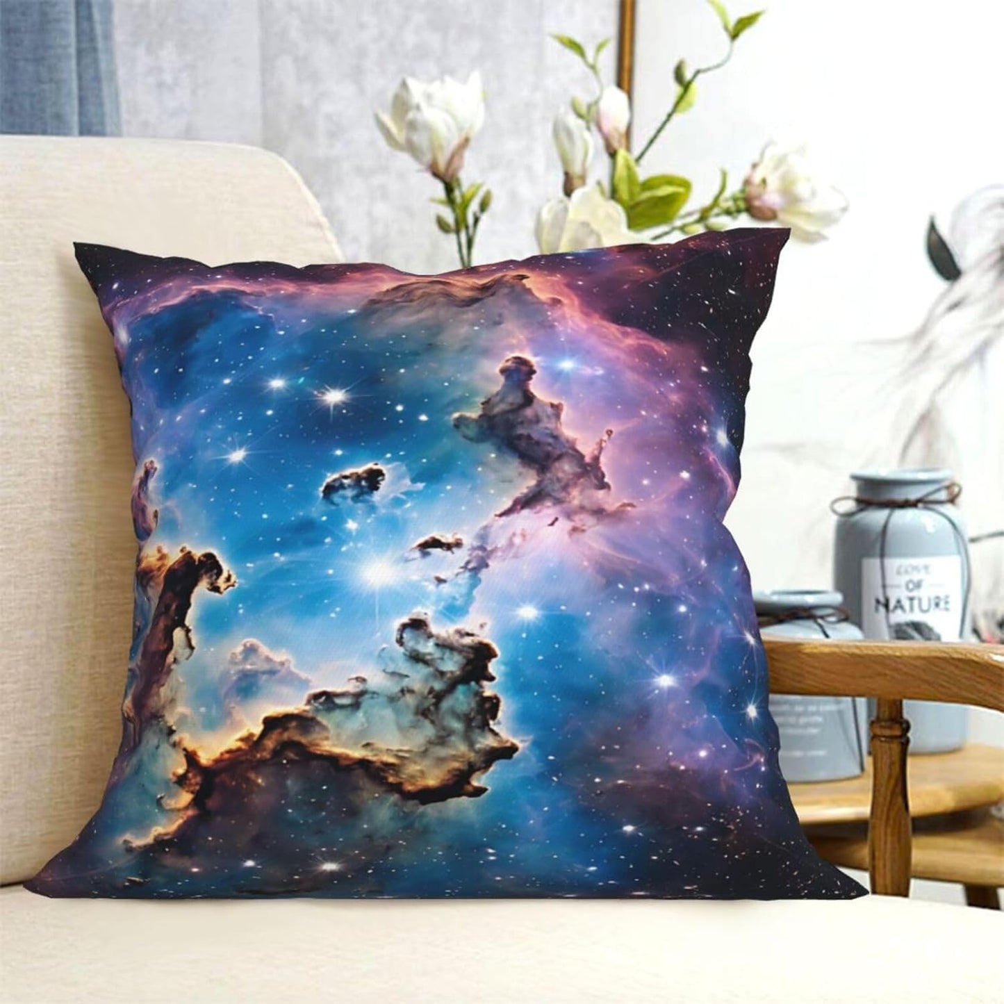All-Season Square Pillow Covers 18"X18", Colorful Galaxy, Decorative Throw Pillow Covers for Sofa Bed Couch, Hidden Zipper Cushion Cover, Square Lumbar & Accent Pillowcases for Home Decor