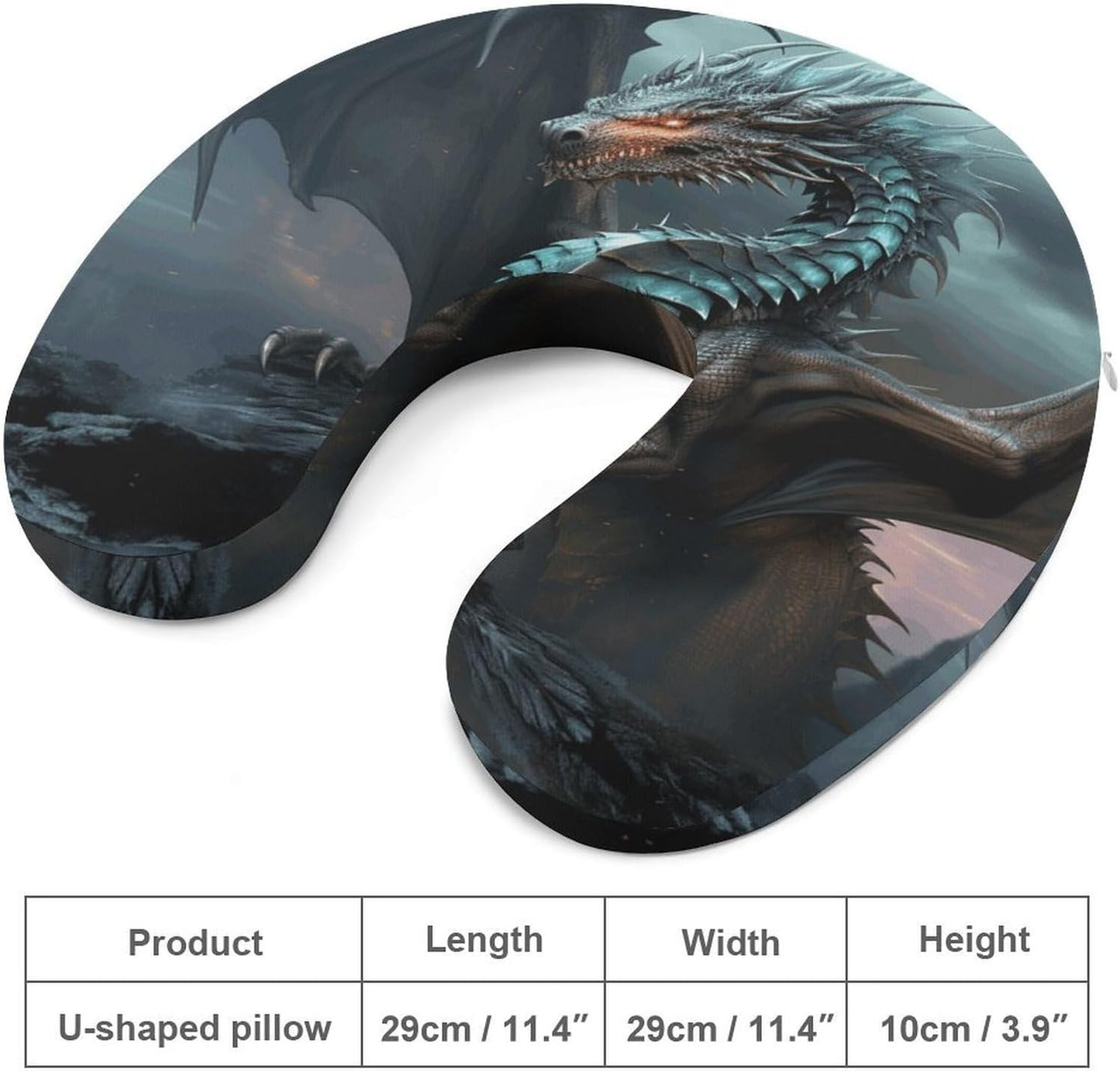 Cool Dragon Neck Pillow Memory Foam U Shaped Pillows Portable Pillows for Shoulder Travel Head Support Pillow with Concealed Zipper for Airplane Car Home Office