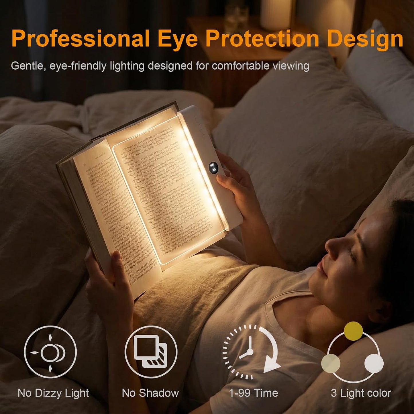 Flat Book Page Lights for Reading at Nights in Bed Rechargeable USB Clear Glow LED Neck Ultra-Thin Lamp Headboard Portable Clip on Panel Readers Kids Women Men Lovers Gifts Accessories (PINK)