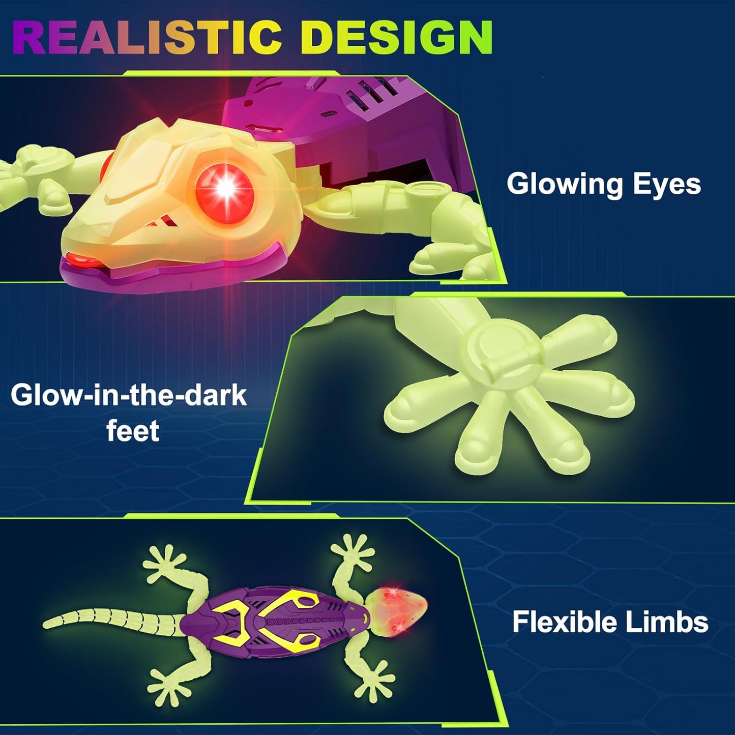 Wall Climbing Gecko, Glow in The Dark Lizard, Easter Basket Stuffers Kids,Wall Crawler Robot Geckos,Fun Kids Toys, Birthday Easter Gifts for 3 4 5 6 7 8 9 10+ Year Old Boys Girls Teens
