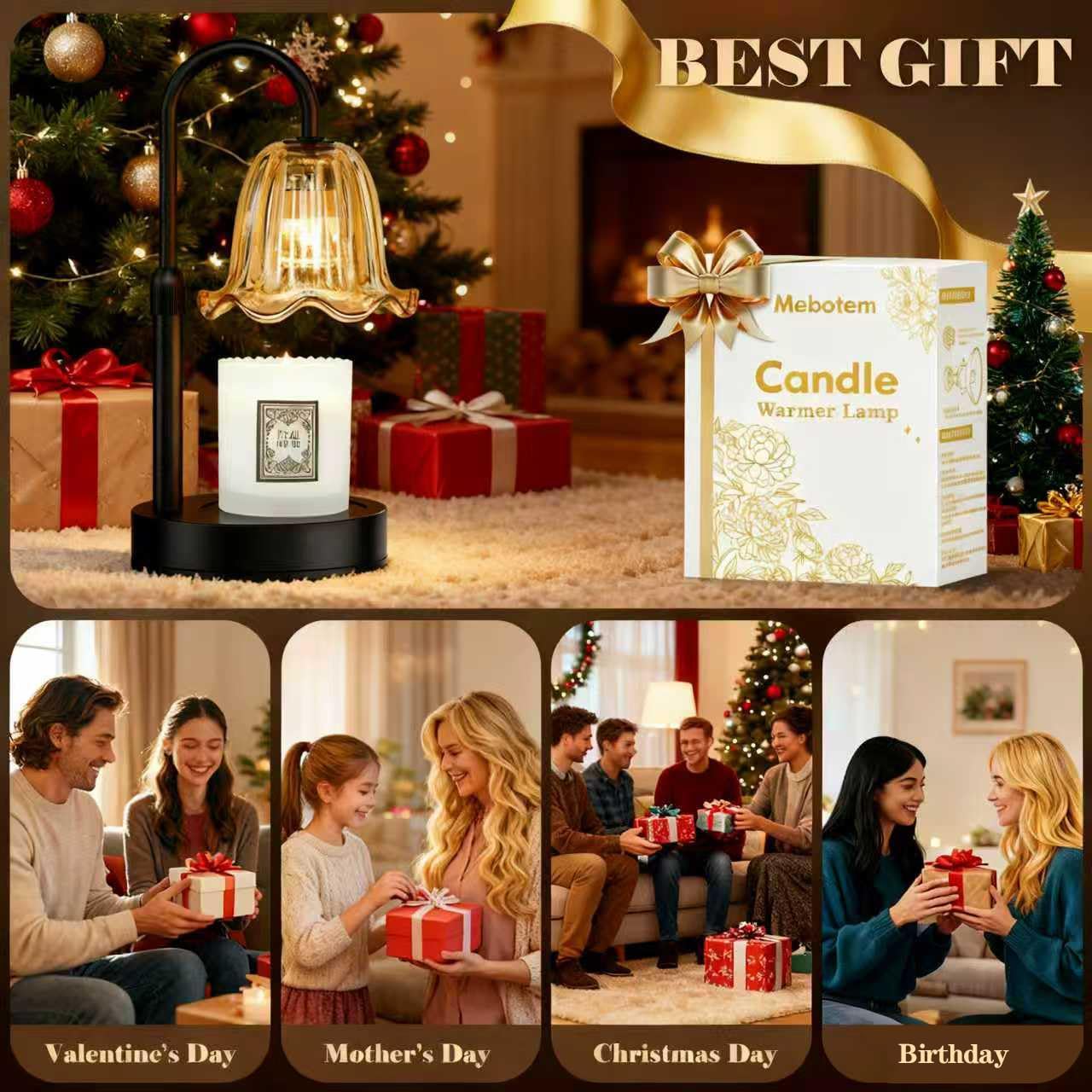 Candle Warmer Lamp with Timer Dimmer, House Warming Gifts New Home Decor, Valentines Day Easter Basket Birthday Gifts for Women Mom, Vintage Wax Warmer for Scented Wax Jar Candles with 2 Bulbs