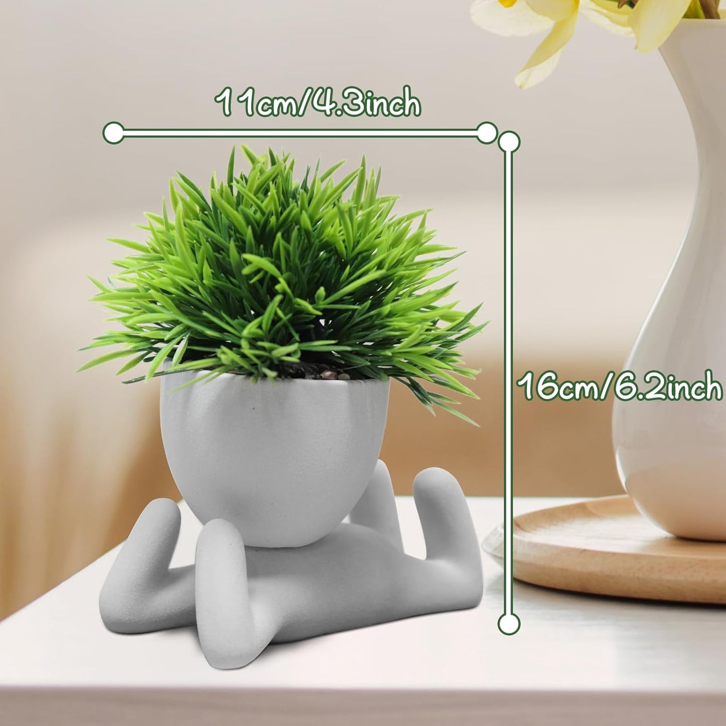 Zerzsy Faux Succulents in Cement Pots Potted Mini Fake Plants for Desk Decoration, Kitchen Shelf Decor, Office Decor for Women, Bathroom Shelf Plant Decor - Set of 1