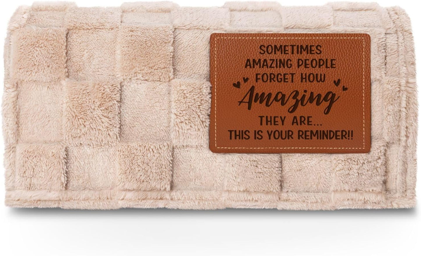 Blanket Gifts for Women Men - You are Amazing Blanket - Birthday Gifts for Women Friendship, Thank You/Appreciation Presents, 3D Checkered Throw with Leather Label, 50”×60“