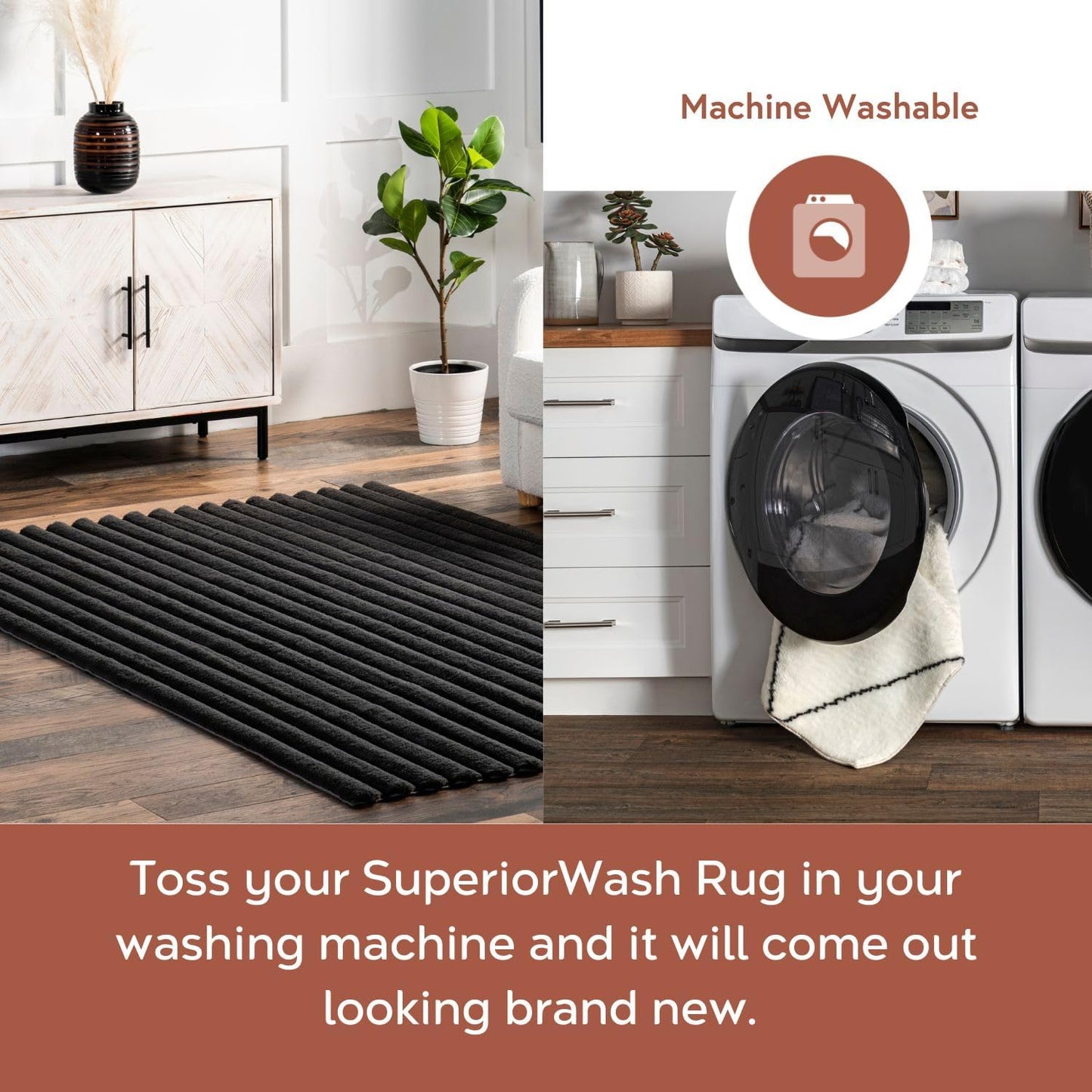 nuLOOM SuperiorWash Collection Kai Charcoal, 2'6" x 8', Fluffy and Cozy, High Traffic, Stain Resistant, Easy Clean, Durable Washable Runner for Bedroom, Living Room, Dining, Den, Foyer, Entryway