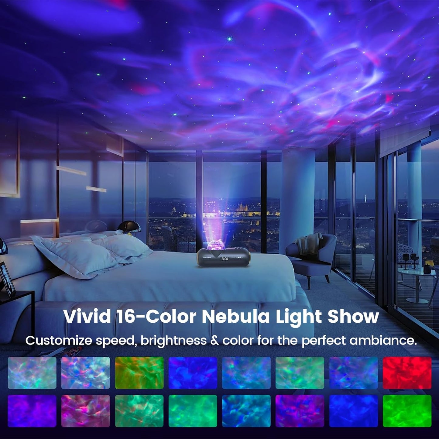 Glocusent Star Projector: 60 Soothing Sounds White Noise Sound Machine with HiFi Bluetooth Speaker for Bedroom - Galaxy Projector Work with App(2.4Ghz WiFi), Gifts for Adults Kids Birthday (BlackⅠ)
