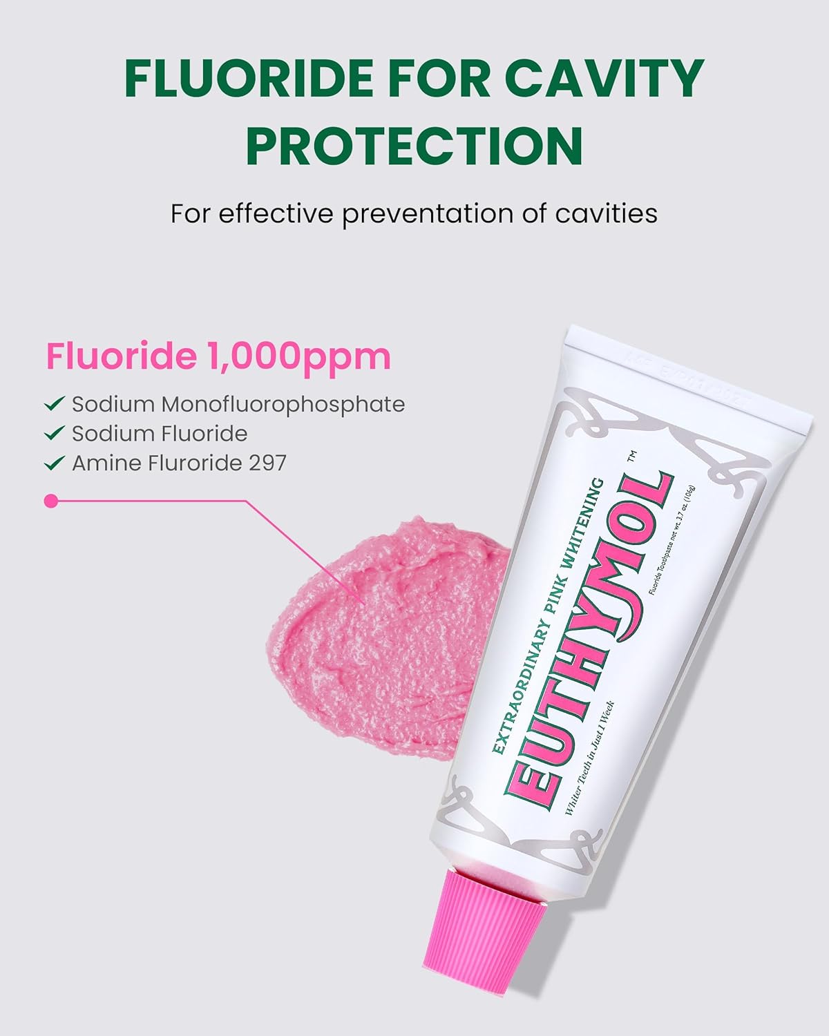 EUTHYMOL Whitening Toothpaste (3.7fl oz) - Stain Removal in 2 Weeks, Long-Lasting Freshness for Sensitive Gum & Teeth. Bad Breath, Cavity Prevention. Recyclable Aluminum Tube