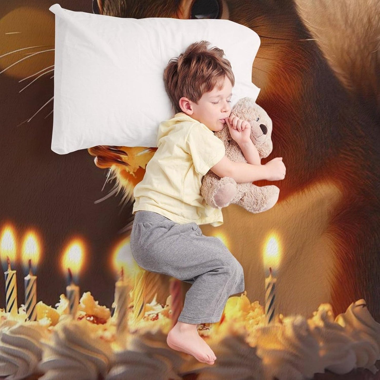 Squirrel Birthday Cute Throw Blanket for Couch Bed Plush Cozy Fuzzy Flannel Blanket for All Season 60"x80"