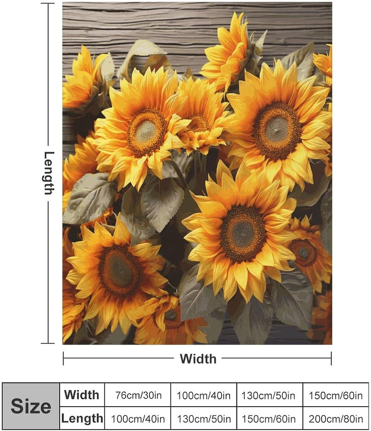 Plants Theme Sunflower Blanket Super Soft Lightweight Throw Blanket Cute Cozy Warm Bed Blanket Decorative Fuzzy Blanket All-Season Home Decor Gift for Sofa Couch Living Room 50"*60"（130 * 150cm）
