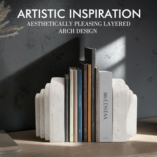 Modern Decorative Bookends for Shelves – Heavy Duty Book Ends, Stylish Bookshelf Decor, Minimalist Home Office Organizer, Functional Book Holders (Set of 2)
