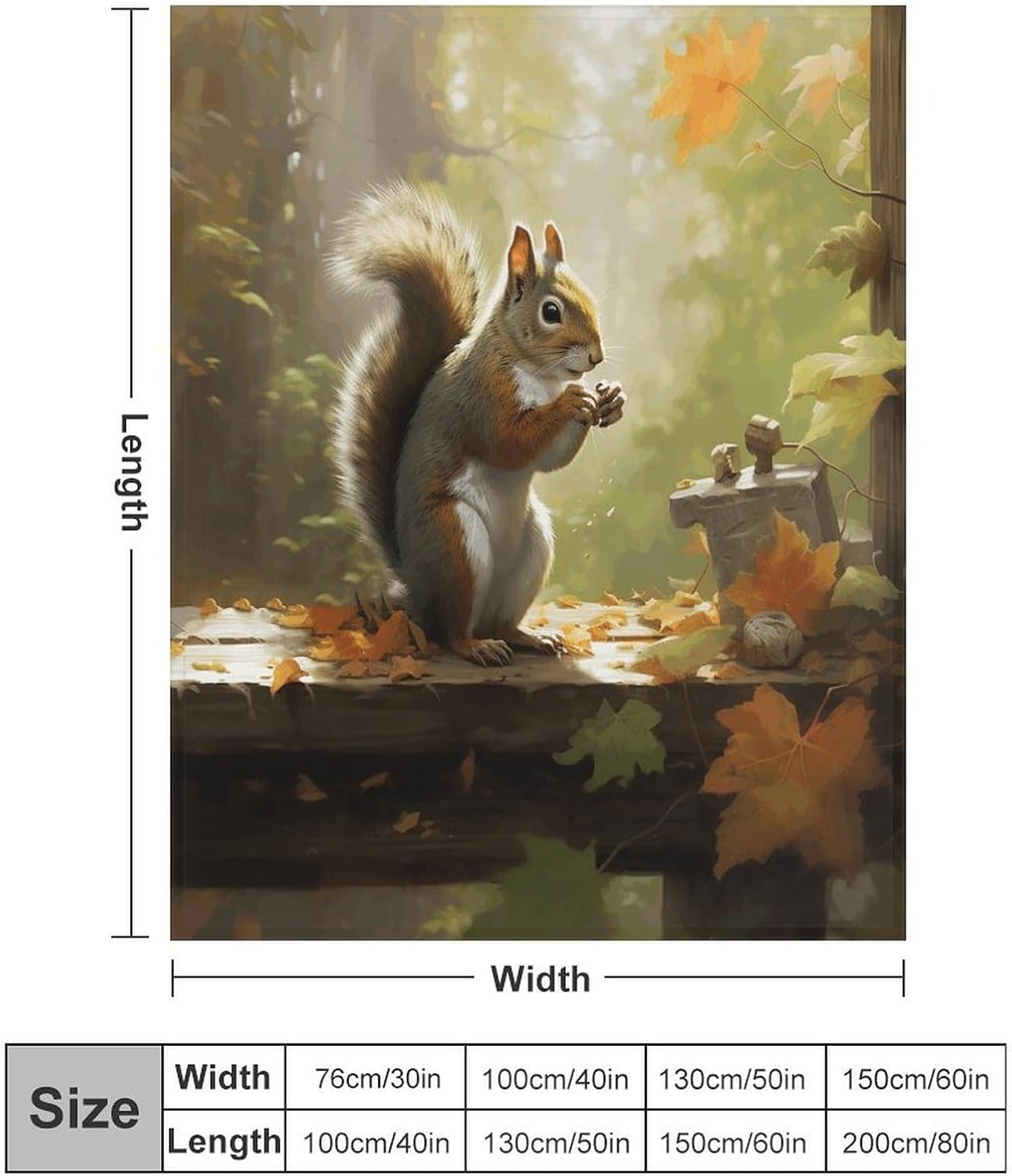 Squirrel Eats Nuts Throw Blanket for Couch Super Soft Warm Lightweight Throw Blankets Cozy Flannel Bed Blanket Cute Decorative Blankets for All Seasons Home Decor Gift 30"*40"（76 * 100cm）
