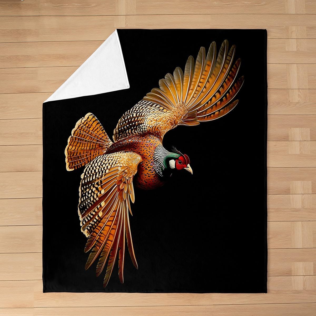 Feelyou Pheasant Printed Flannel Fleece Throw Blanket Twin 60"x80" Anlter Hunting Fuzzy Blanket Boys Girls Nature Wildlife Plush Blanket Rustic Cabin Country Farmhouse Animal All Season Bed Blanket