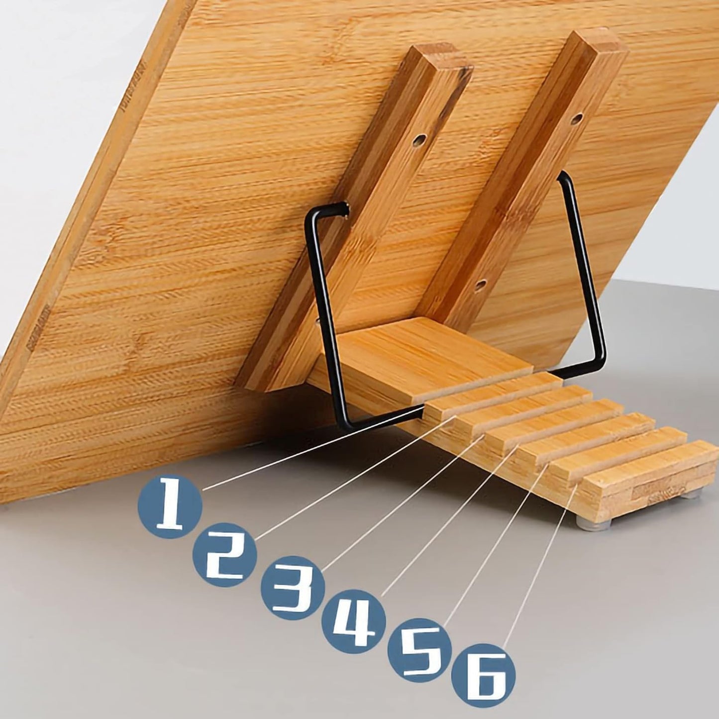 Bamboo Book Stand, Large Cookbook Holder Reading Book Holder with Adjustable Height, Foldable Wooden Cooking Bookstand for Textbook, Receipe, Music Books, Tablet (13.4" x 9.4") 15658-2D