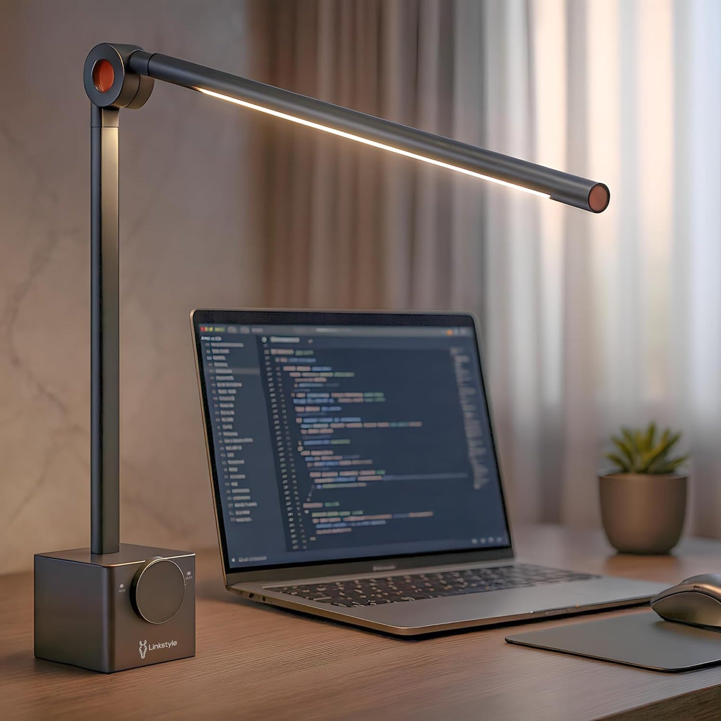Ligoe Minimalist Home Office Desk Lamp by LINKSTYLE — Foldable Desk Light, Eye Protections LEDs, Dimmable Lights, App Control