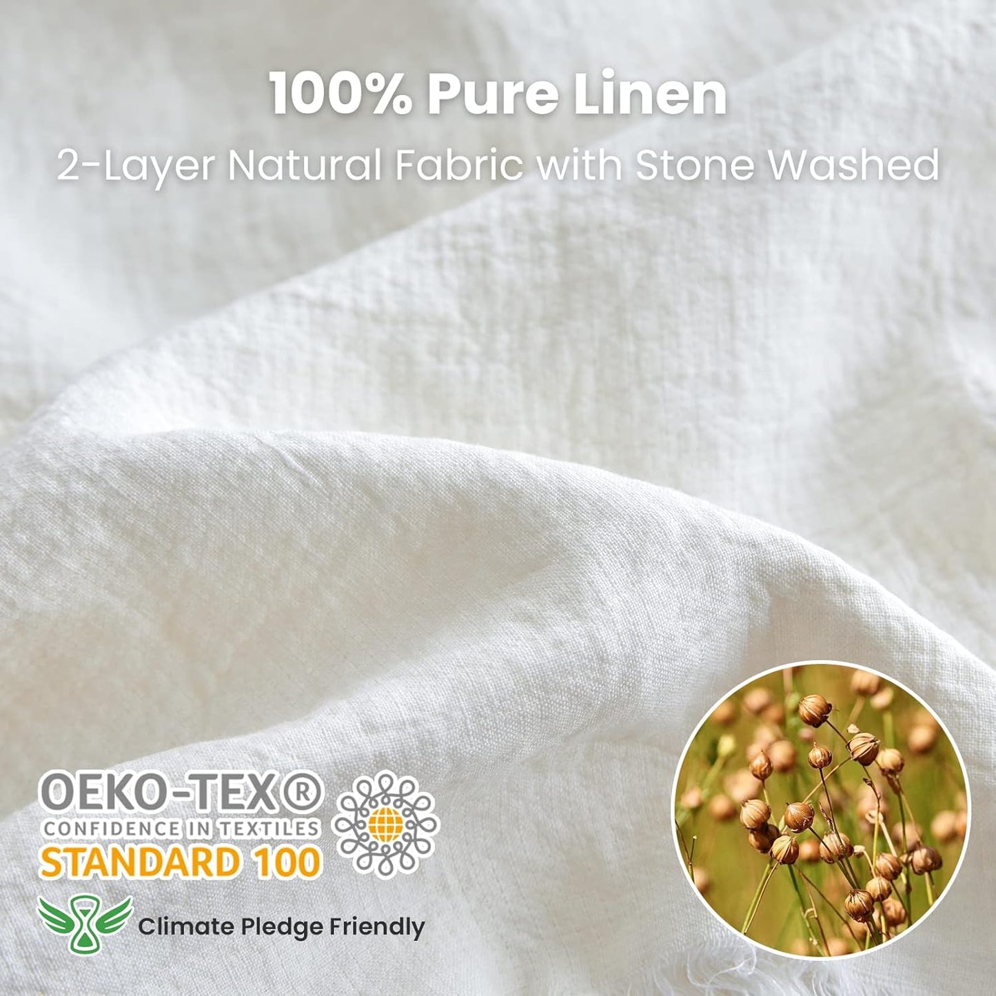 100% Linen Throw Blanket with Fringe for Couch/Bed/Sofa/Gift, Natural Washed Flax Solid Color Soft Breathable Cozy Farmhouse Boho Home Décor - White, 55"x75"