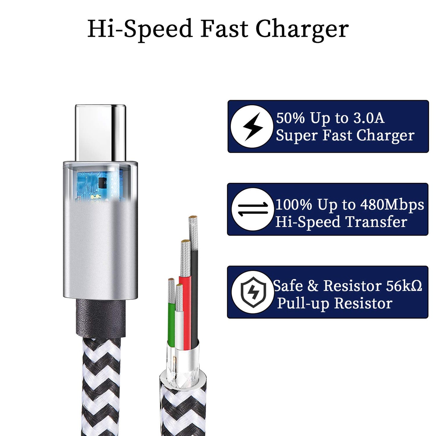 USB Type c Cable, 5 Pack (6FT) Nylon Braided USB C Cables 3A Fast Charging Charger for Samsung Galaxy S9/S8 Note8/9 20 10 S21 S20 S10 Plus C Cord