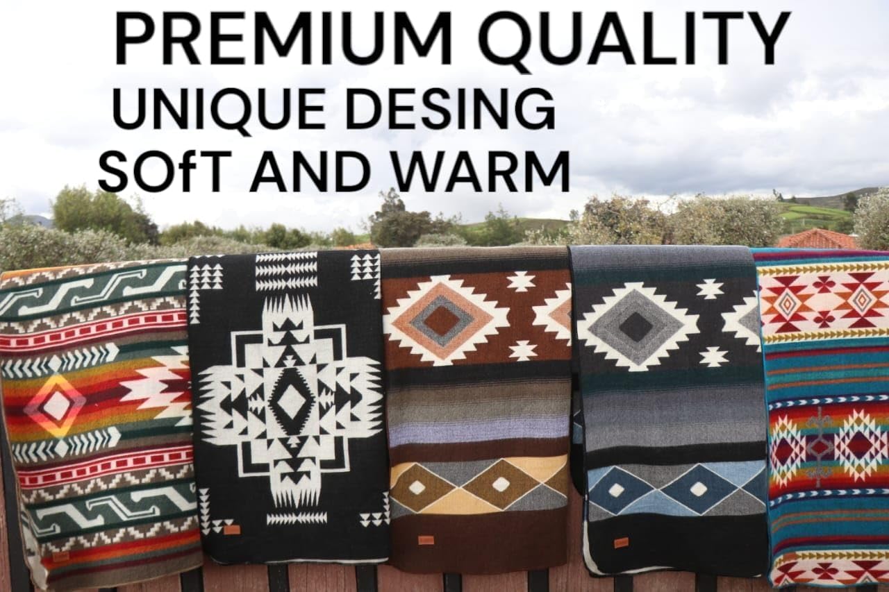 Alpaca Wool Blanket, Queen Size 94 x 78, Reversible 2 in 1, Thick and Ultra Soft, Hypoallergenic, Non-Itchy, Handmade in Ecuador. Premium Alpaca Wool Thtow Blanket for Cozy Comfort. (Brown, Queen)