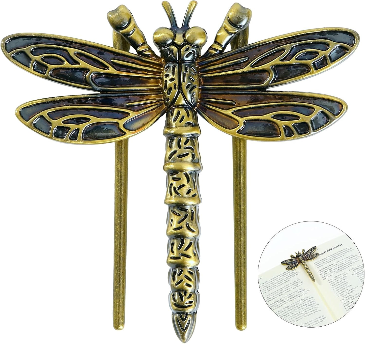 LOVME Metal Book Clips, Page Holder Journal Clips to Hold Journal Open While Reading and Free Your Hands, Metal Bookmark, Vintage Gifts for Book Lovers, Readers, Writers, Dragonfly Design