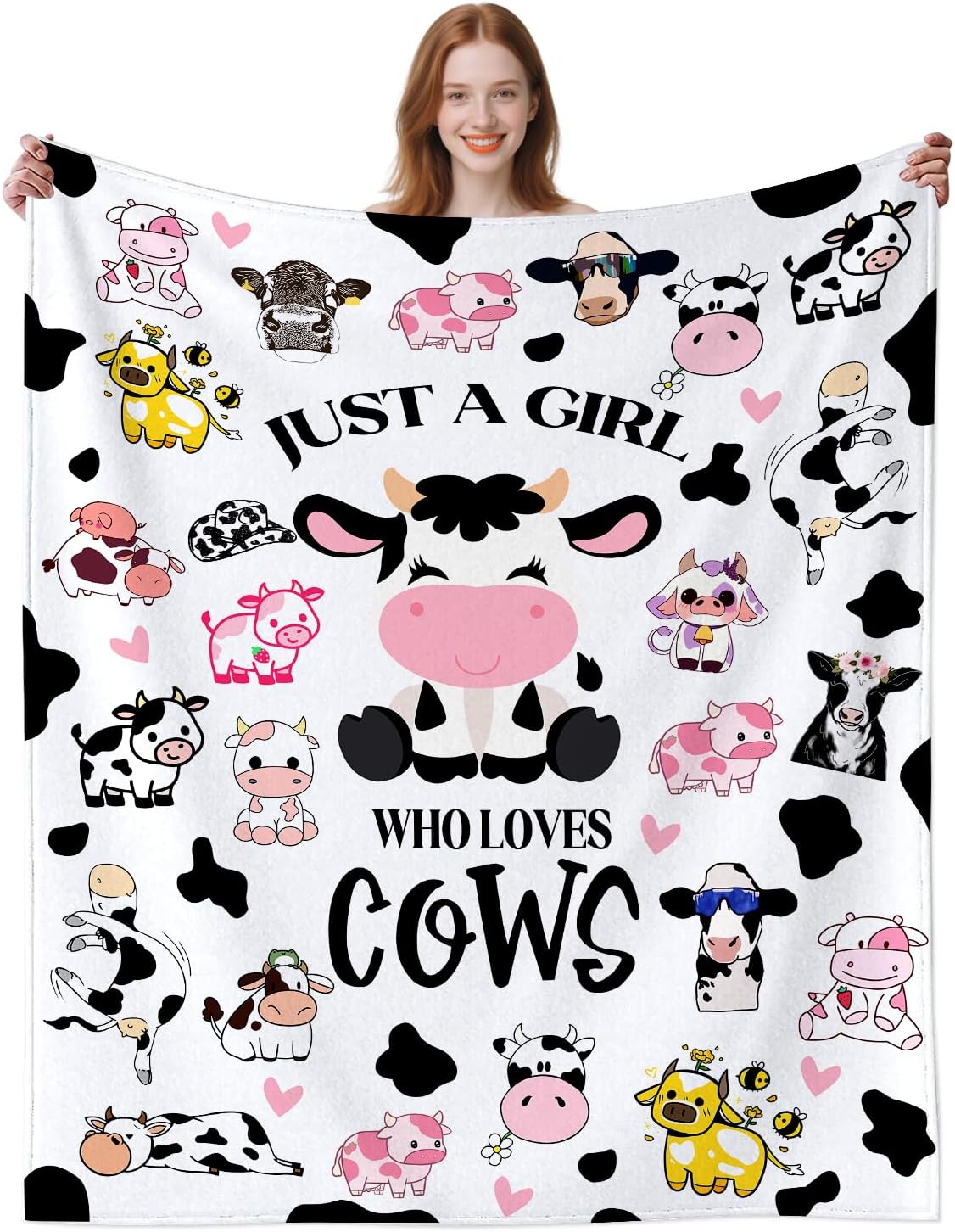 Cow Gifts Blanket Soft Flannel Cows Throw Blanket for Cow Lovers Adults Women Girls for Bedding Bedroom Living Rooms Sofa 50"X40"
