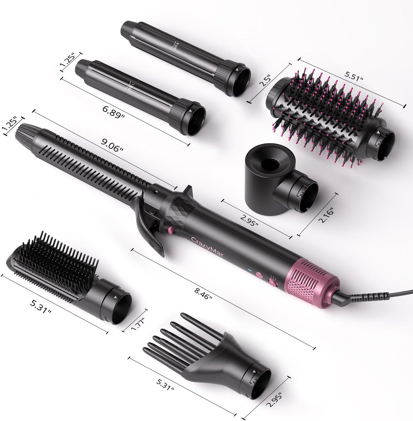 Air Wrap Hair Styler, Fast Drying Blow Dryer & Curling StylingTool, Hot Air Styler No Heat Damage, Hot Air Styler Wrap for Curling Volumizing Straightening Styling（Pink）