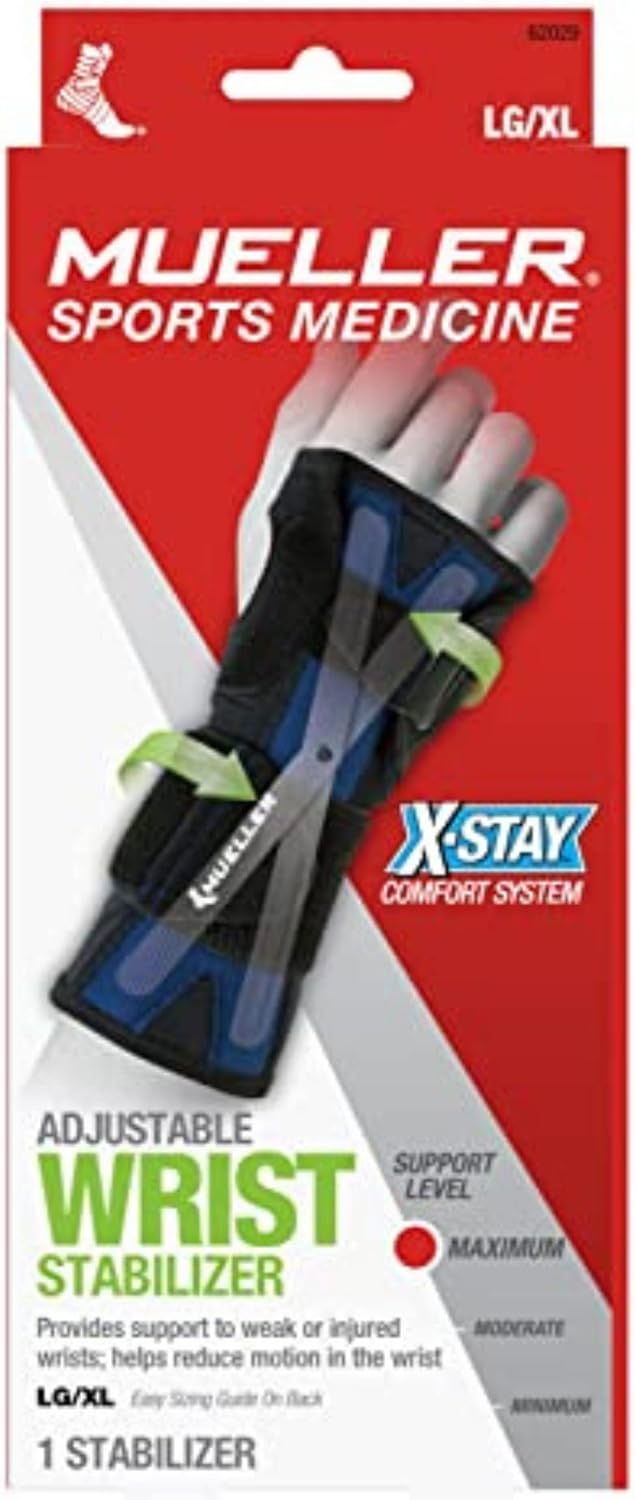 MUELLER Sports Medicine X-Stay Wrist Stabilizer, Wrist Pain Relief Support for Men and Women, Ideal for Carpal Tunnel, Tendinitis, Arthritis, Black