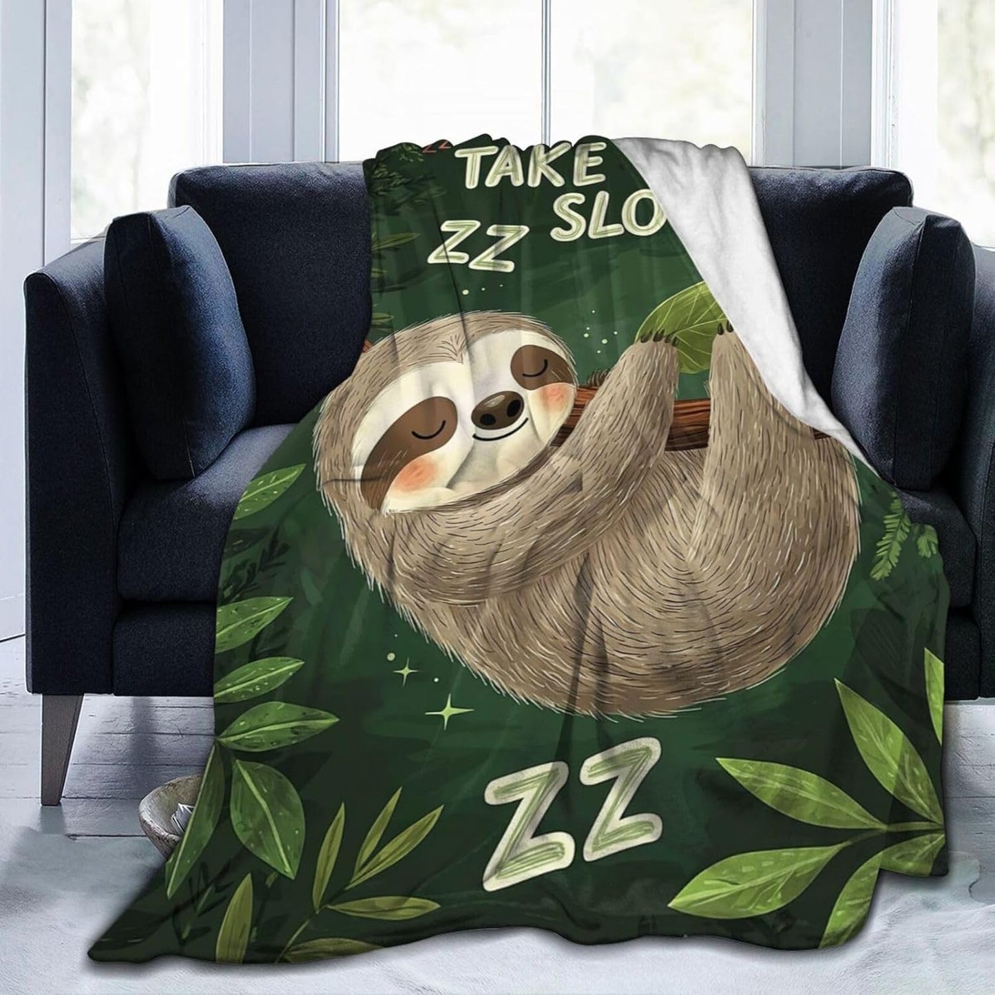 Sloth Blanket – Cute Cozy Jungle Throw Blanket for Girls and Women Who Love to Relax 60"x50"