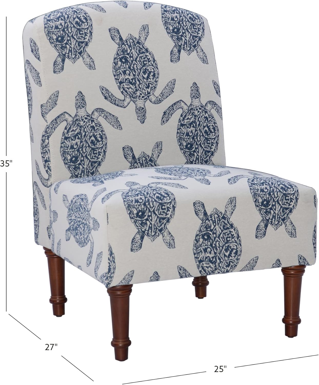 Powell Company Powell Markay Accent Chair, 25"W x 18.75"D x 35H, Ivory with Blue Sea Turtle Pattern, Traditional, Coastal, Upholstered, Armless, 275 lbs Max Weight, Indoor Use