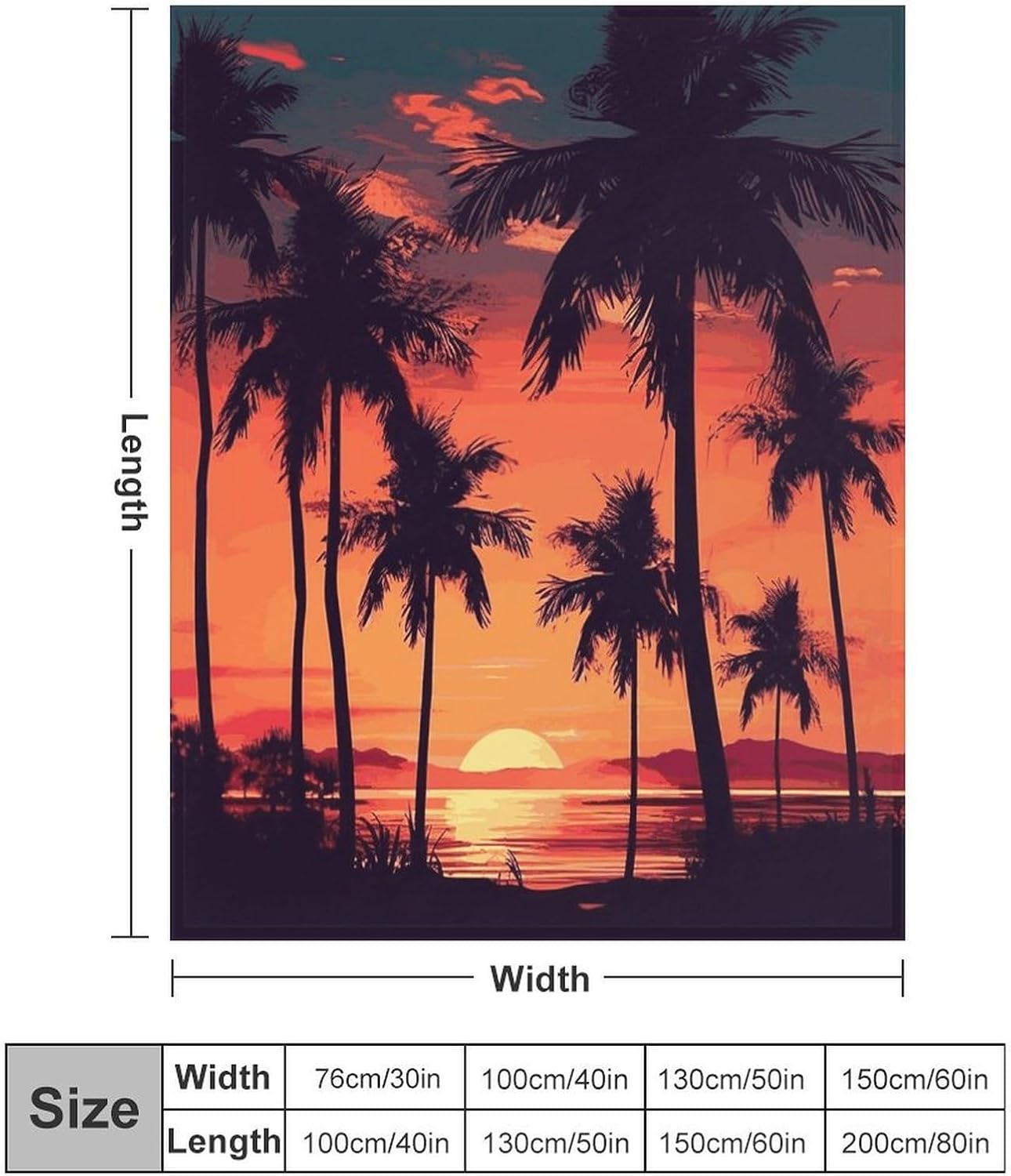 Palm Tree Summer Sunset Blanket Super Soft Lightweight Throw Blanket Cute Cozy Warm Bed Blanket Decorative Fuzzy Blanket All-Season Home Decor Gift for Sofa Couch Living Room 50"*60"（130 * 150cm）