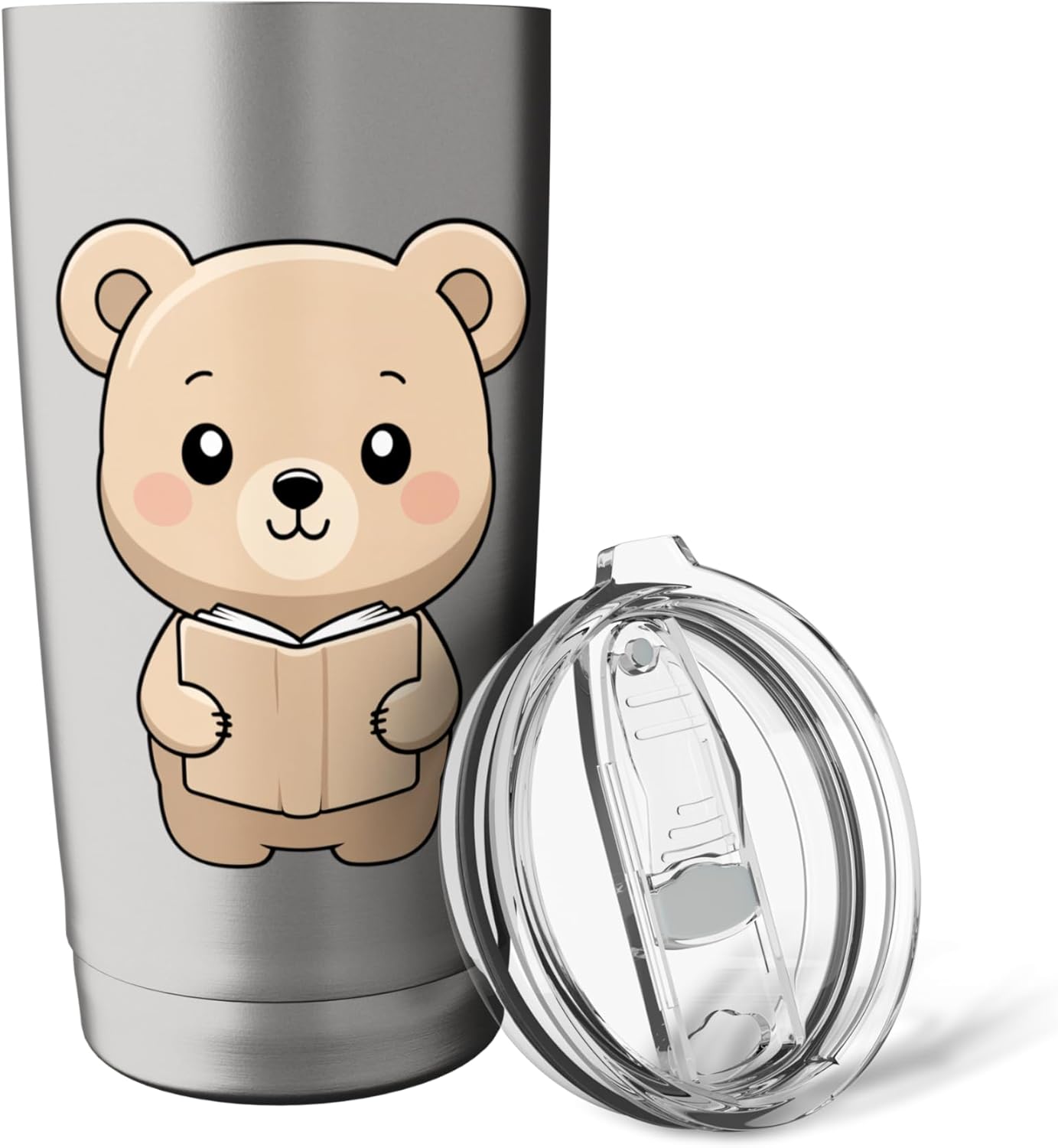Cute Bear Reading a Book Stainless Steel Insulated Tumbler