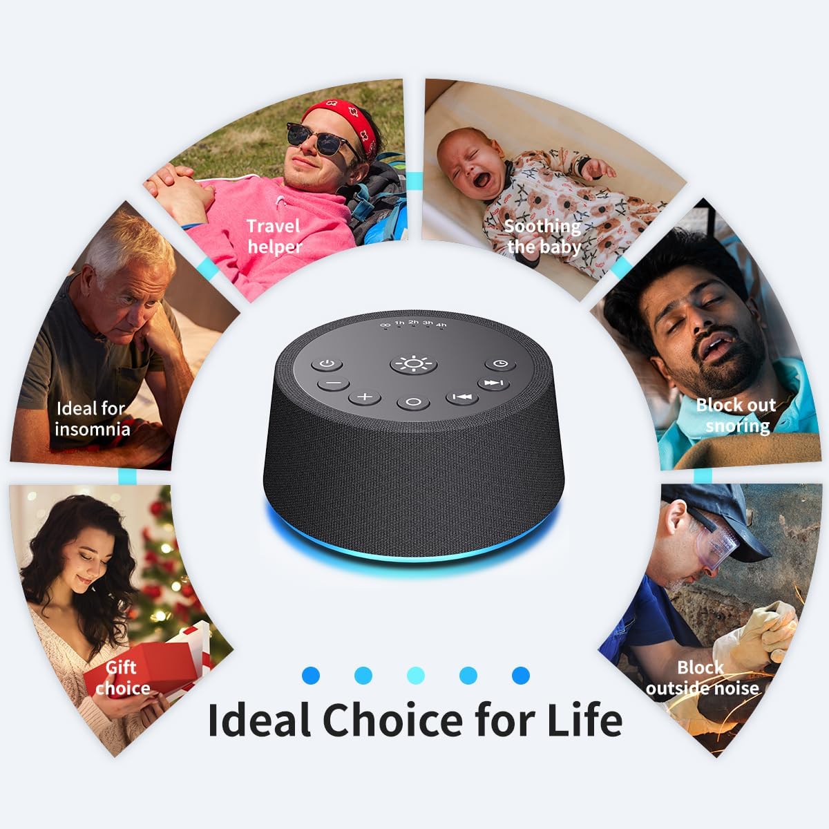 SoundLegend White Noise Sleep Sound Machines 30 Sounds 12 Colors Light 32-Level Volume 5 Timers for Home Travel Gift Adjustable Brightness Memory Function Compact